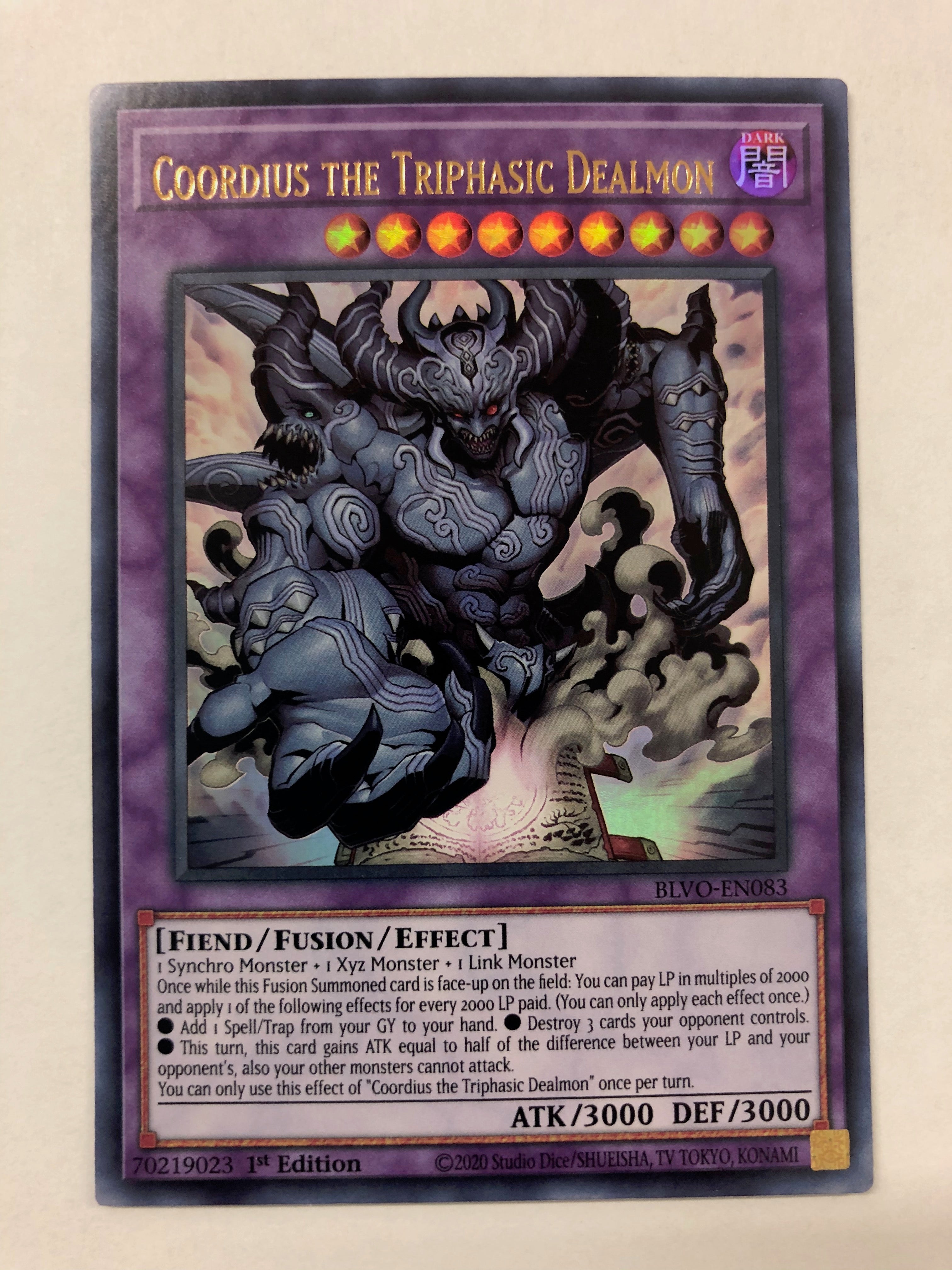 Yugioh Coordius the Trisphasic Dealmon BLVO-EN083 Ultra Rare 1st Editi