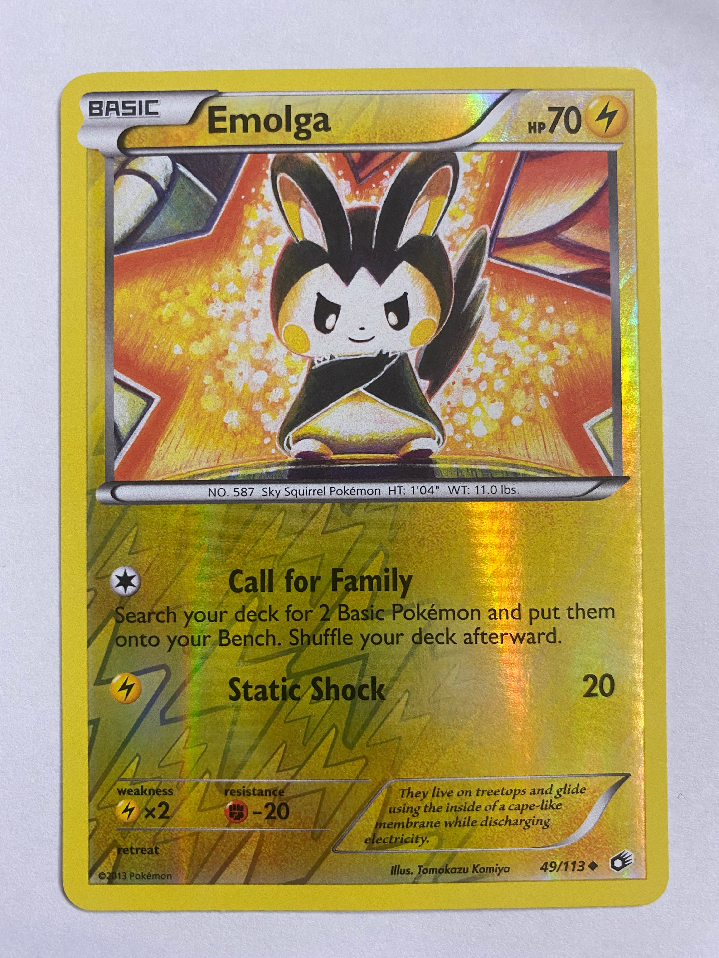 Emolga 49/113 Reverse Holo Pokemon Card Near Mint Emolga 49/113 Reverse Holo Pokemon Card Near Mint