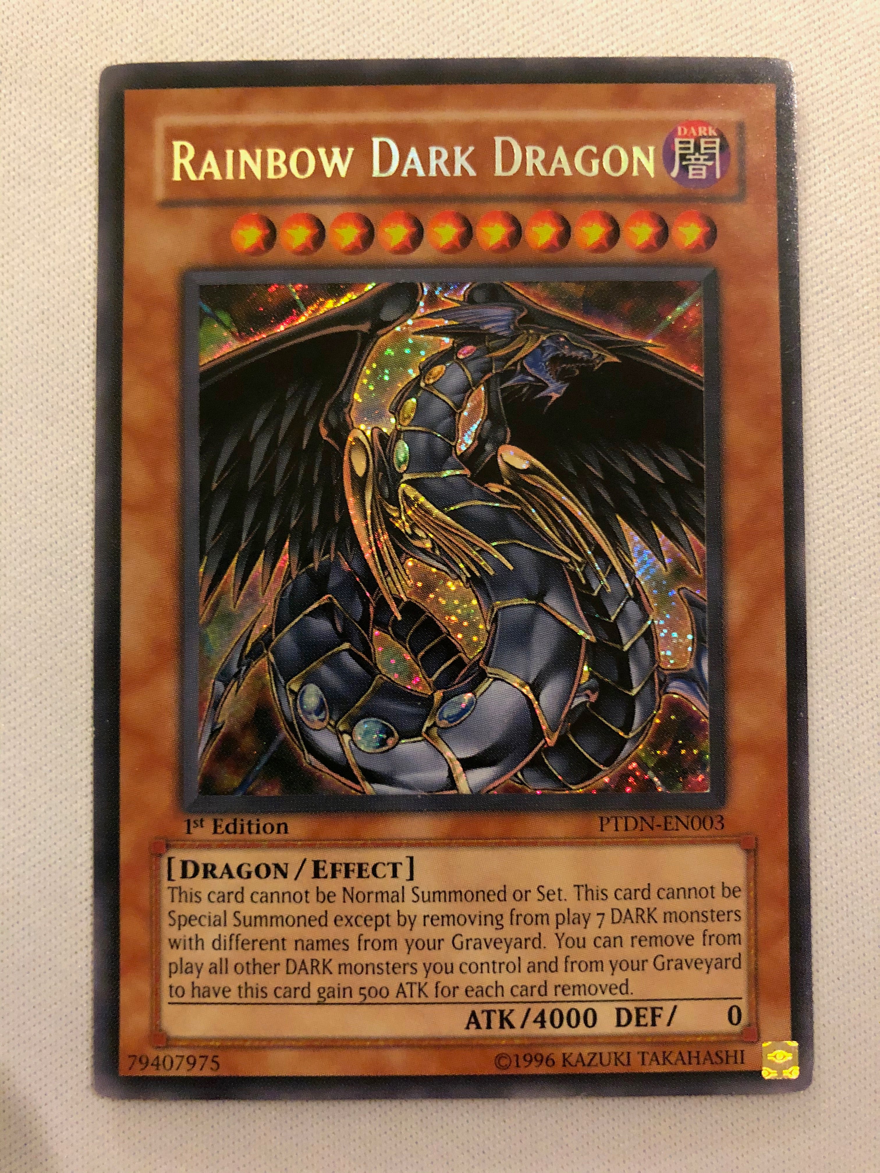 Yugioh Rainbow Dark Dragon PTDN-EN003 Secret Rare 1st Edition Near Min