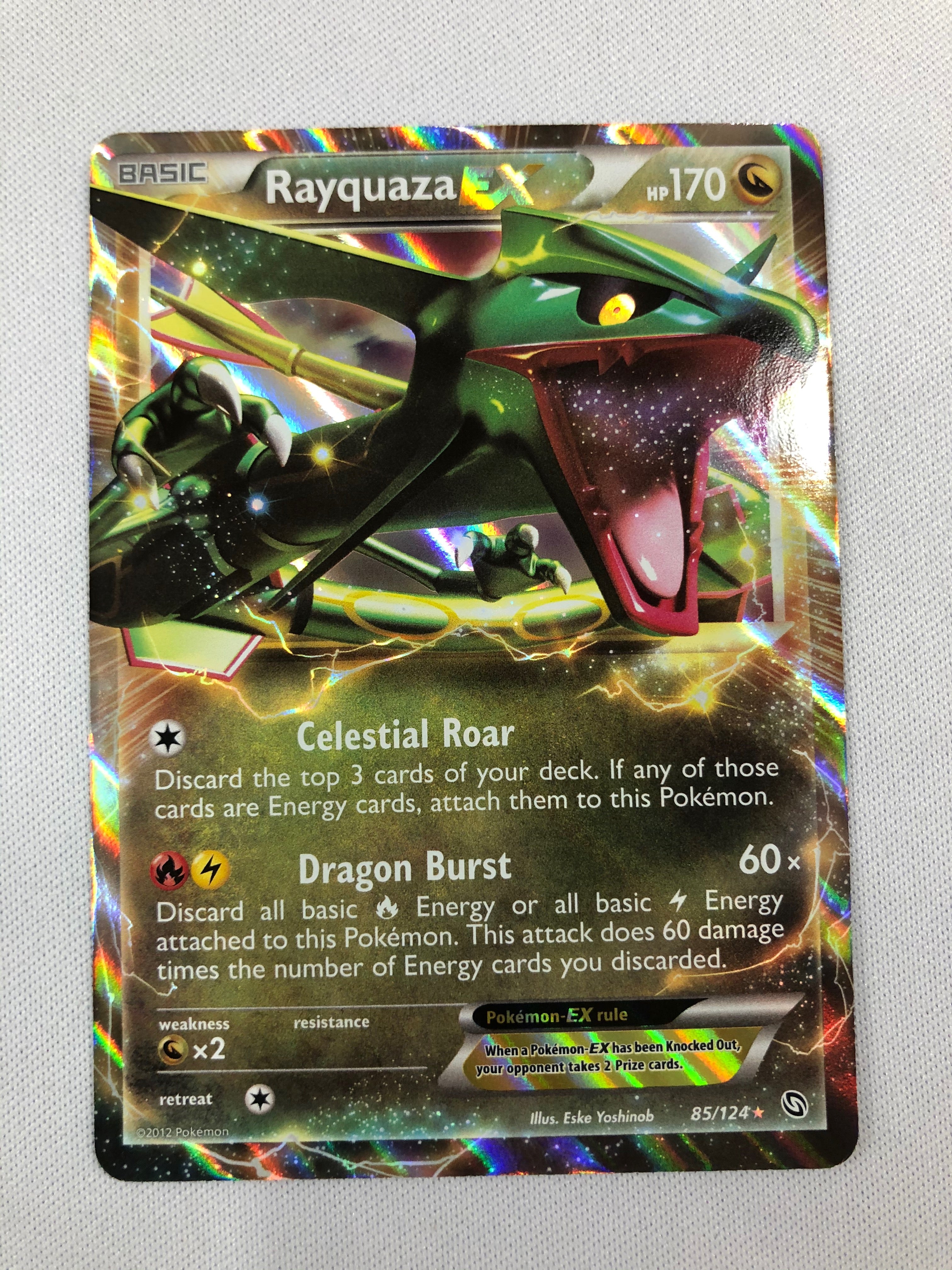 Rayquaza EX 85/124 Holo Rare Full Art Pokemon Card Near Mint Rayquaza EX 85/124 Holo Rare Full Art Pokemon Card Near Mint