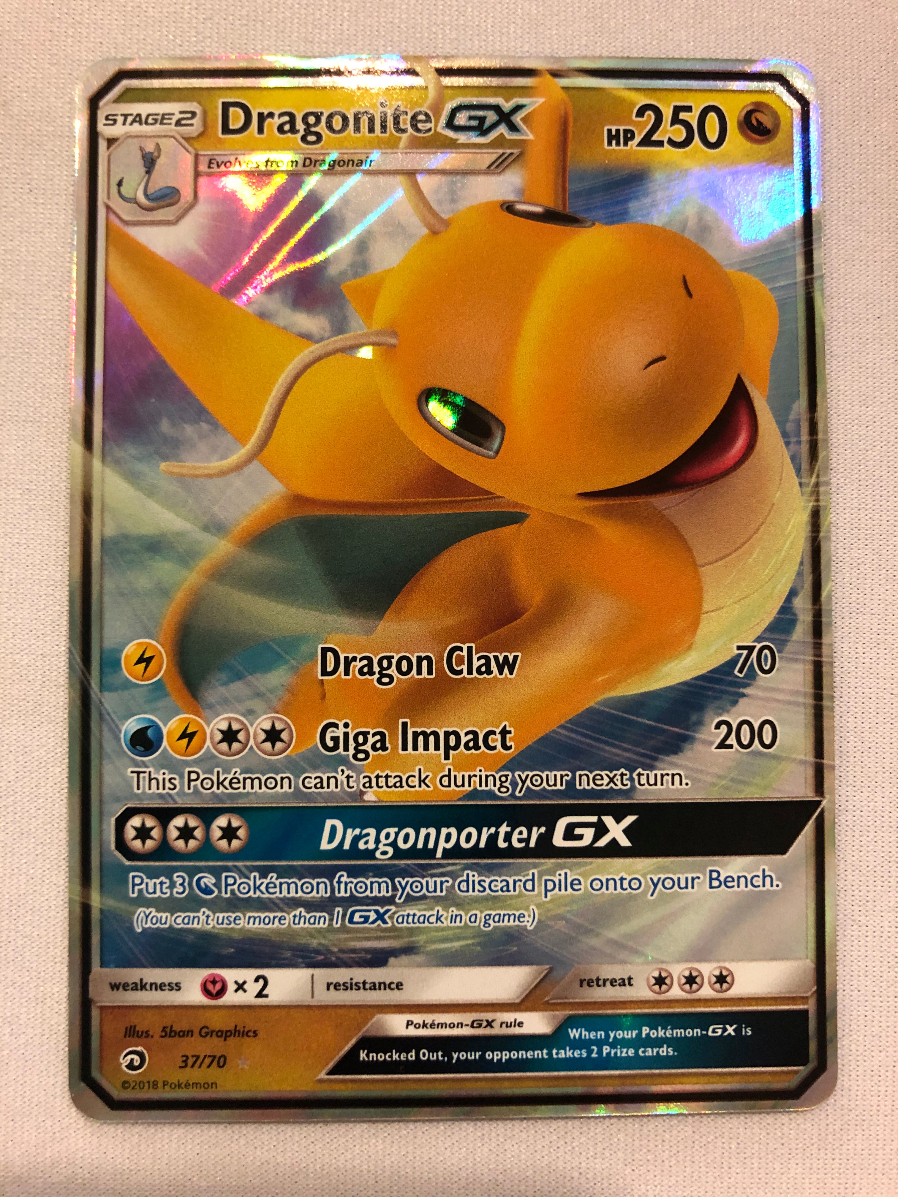 Dragonite GX 37/70 Holo Ultra Rare Sun & Moon Dragon Majesty Pokemon C Dragonite GX 37/70 Holo Ultra Rare Sun & Moon Dragon Majesty Pokemon C