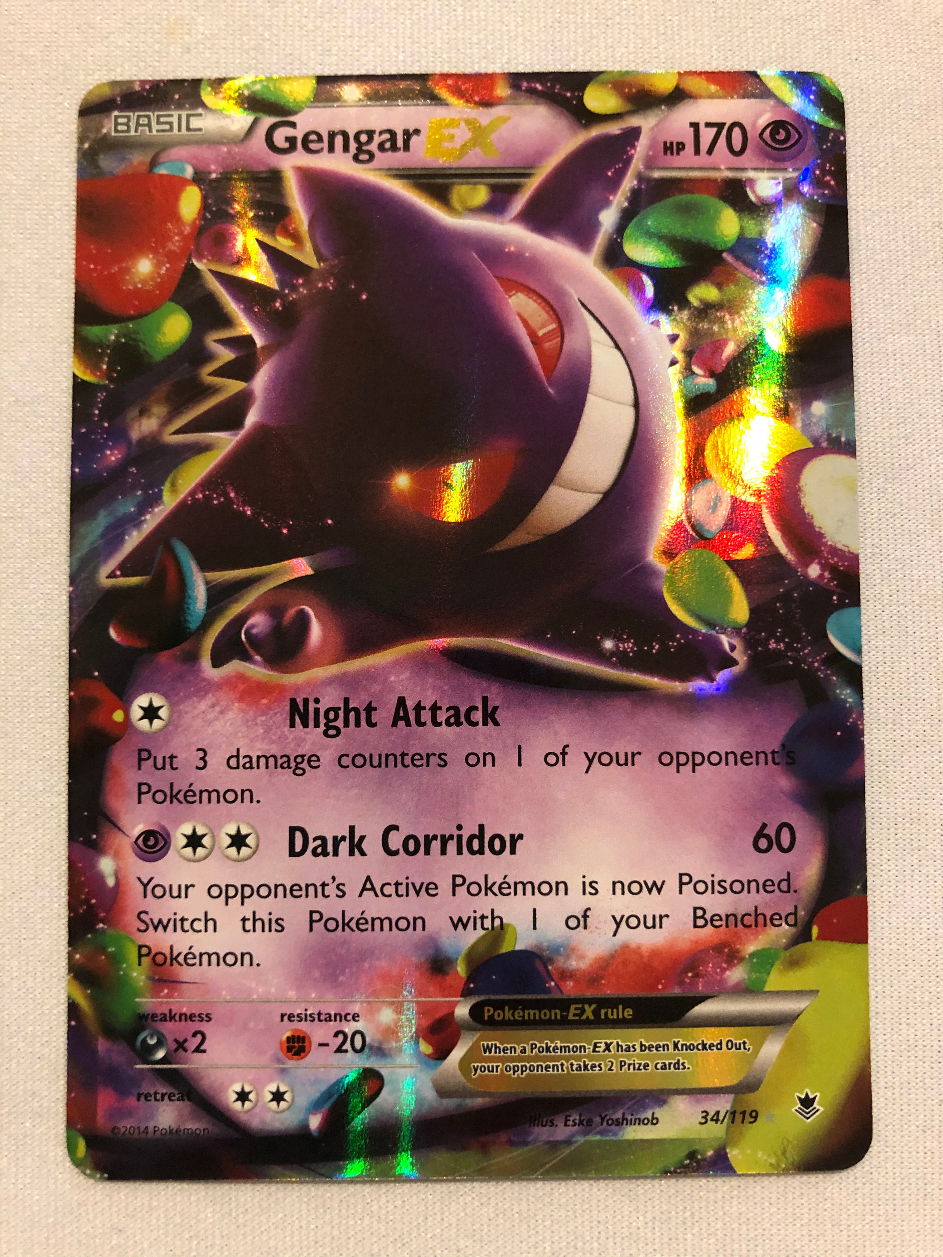 Gengar EX 34/119 XY Phantom Forces Holo Ultra Rare Pokemon Card Near M