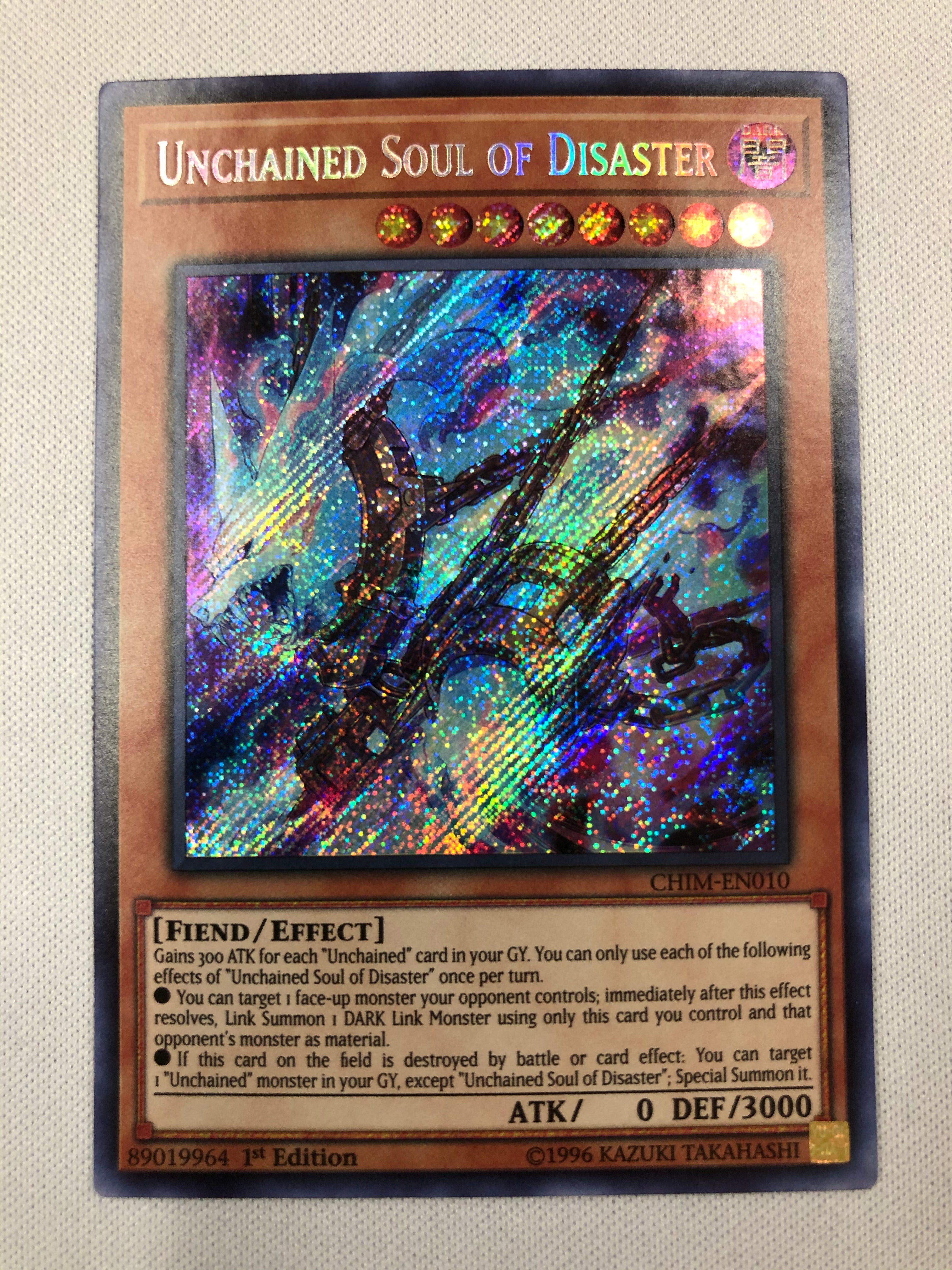 yugioh unchained cards Yugioh Unchained Soul of Disaster CHIM-EN010 Secret Rare 1st Edition N