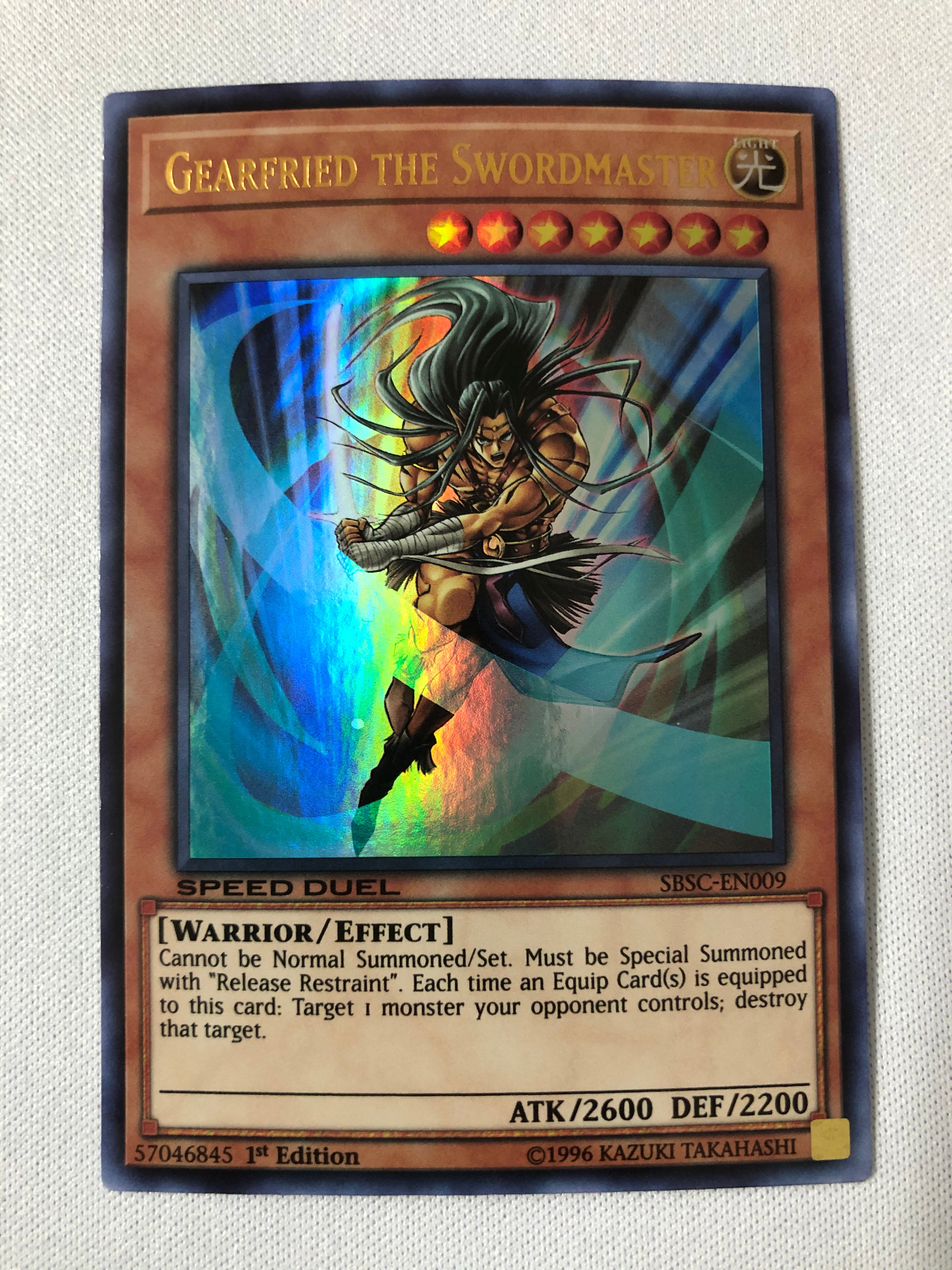 Yugioh gearfried the Swordmaster SBSC-EN009 1st Edition Ultra Rare Nea Yugioh gearfried the Swordmaster SBSC-EN009 1st Edition Ultra Rare Nea