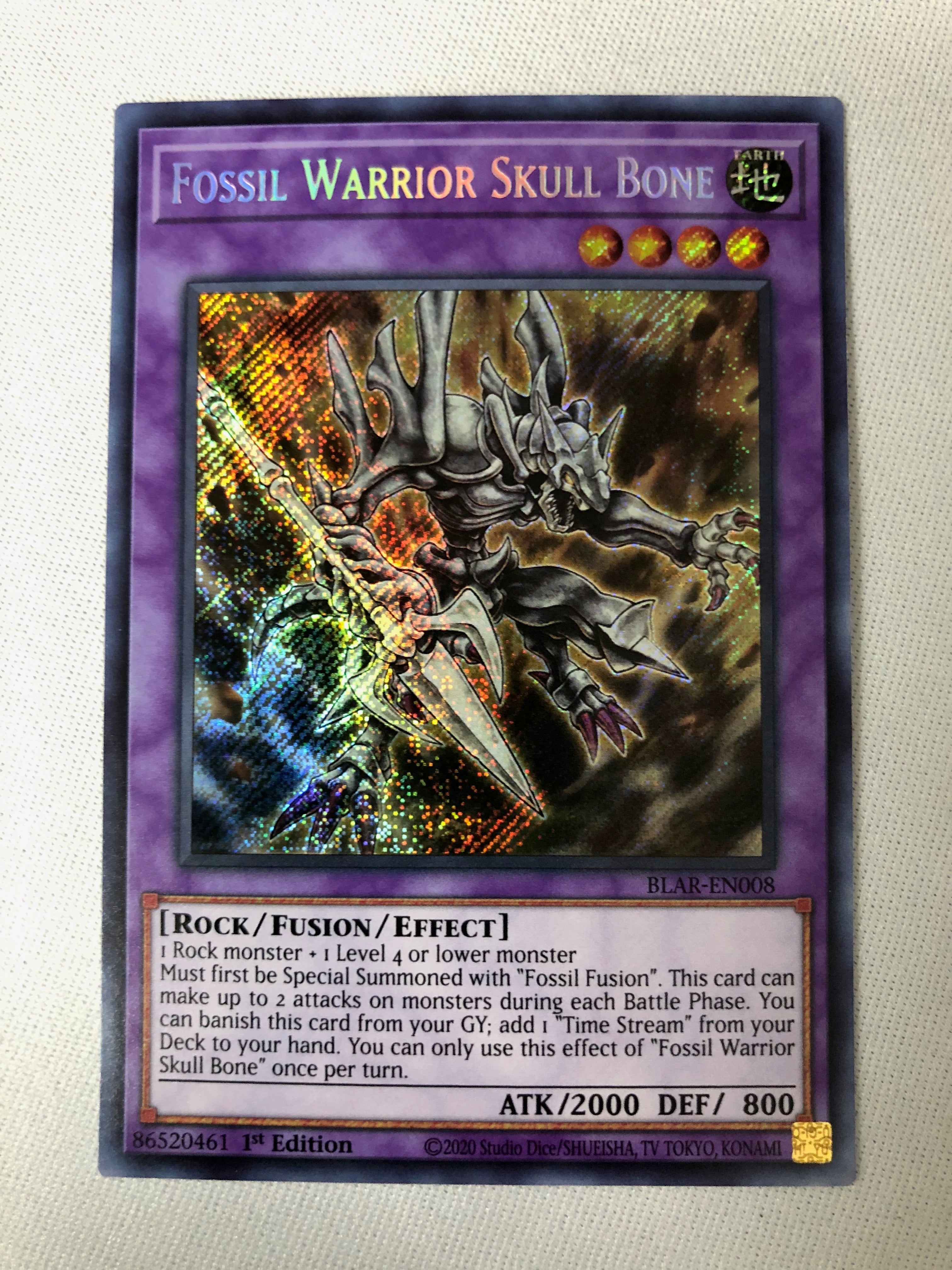 Yugioh Fossil Warrior Skull Bone BLAR-EN010 Secret Rare 1st Edition Ne