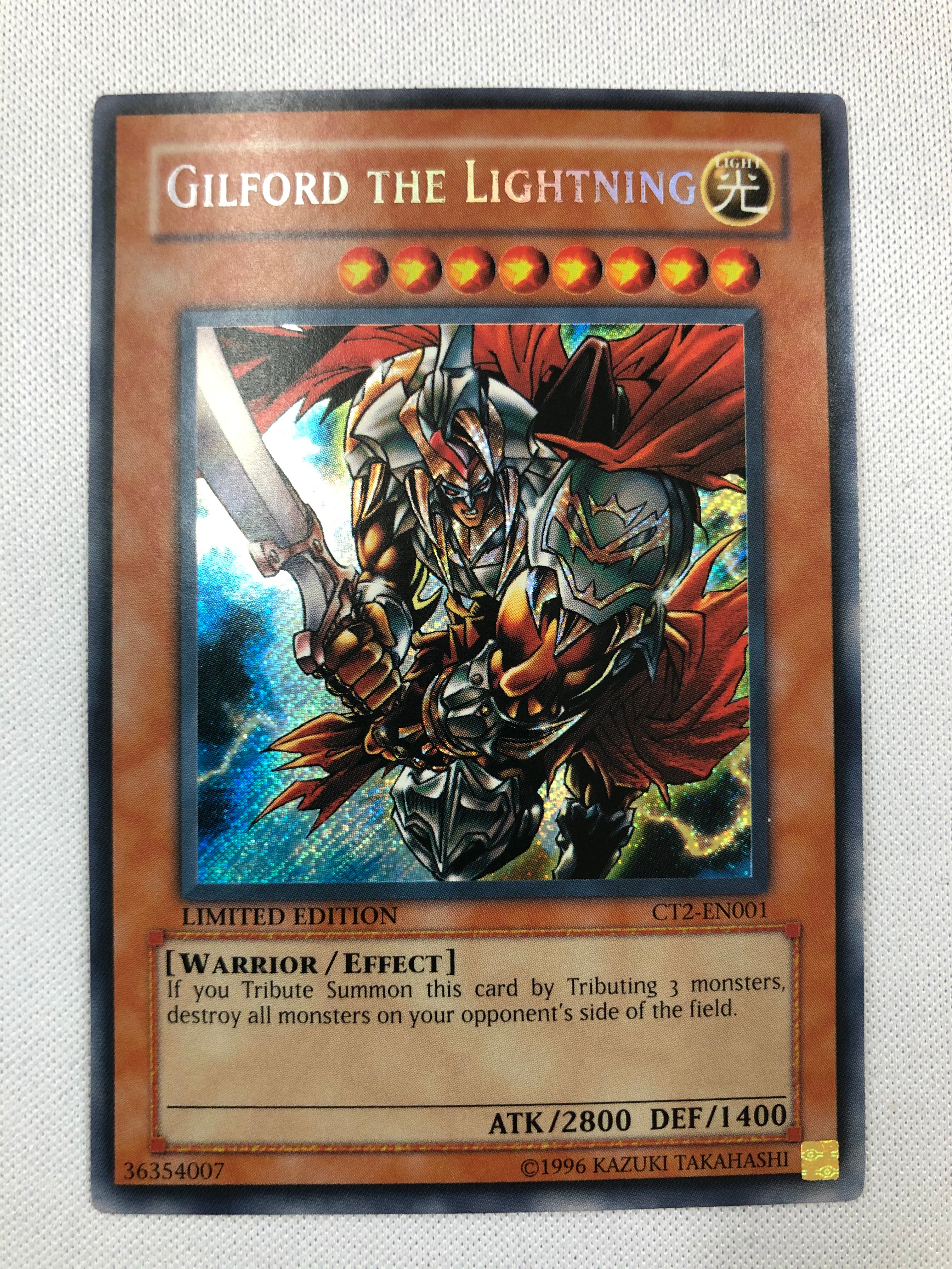 Yugioh Gilford the Lightning CT2-EN001 Limited Edition Secret Rare Nea