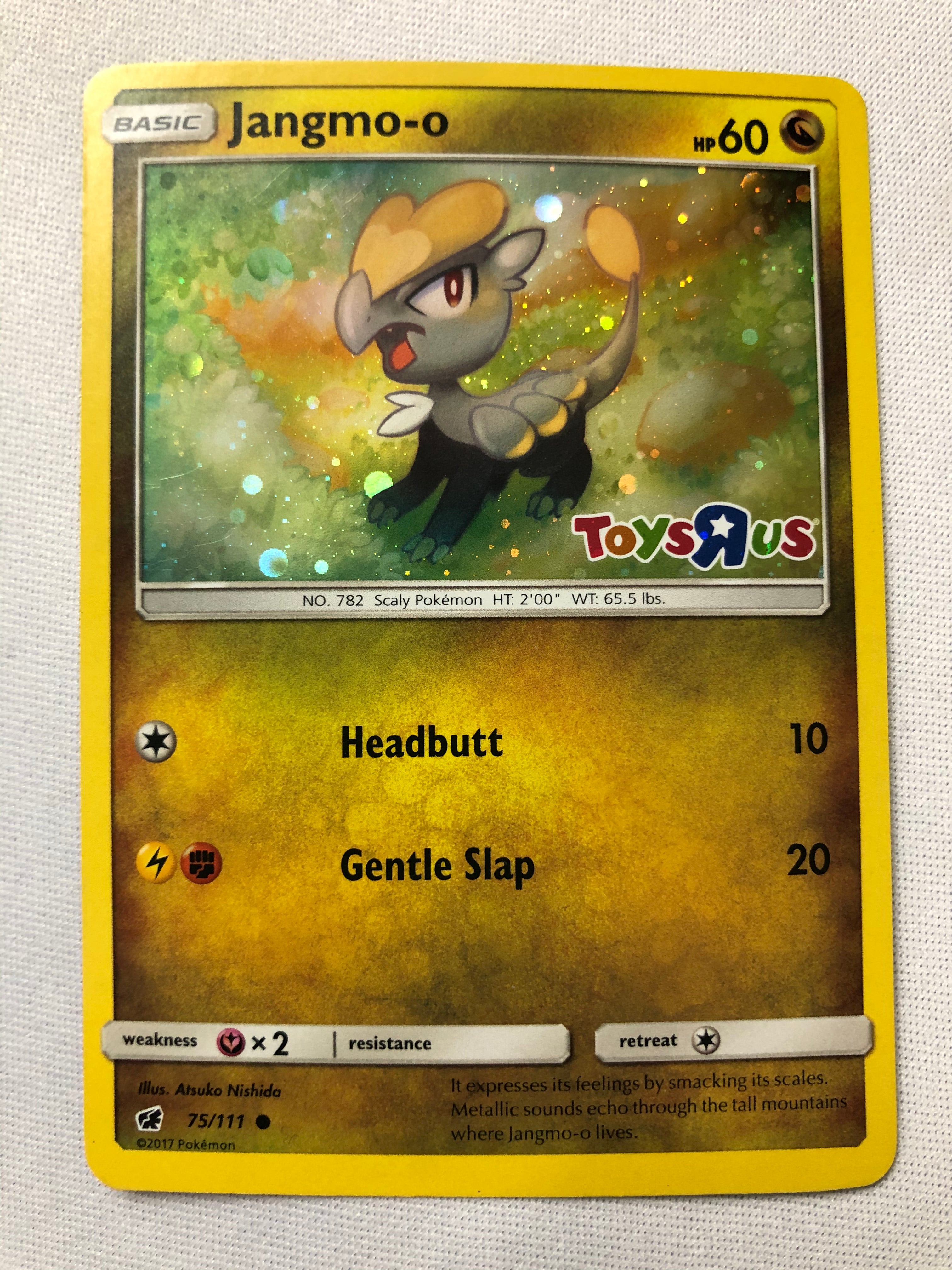 pokemon cards in toys r us Jangmo-o 75/111 Toys R Us Holo Rare Pokemon Card Near Mint