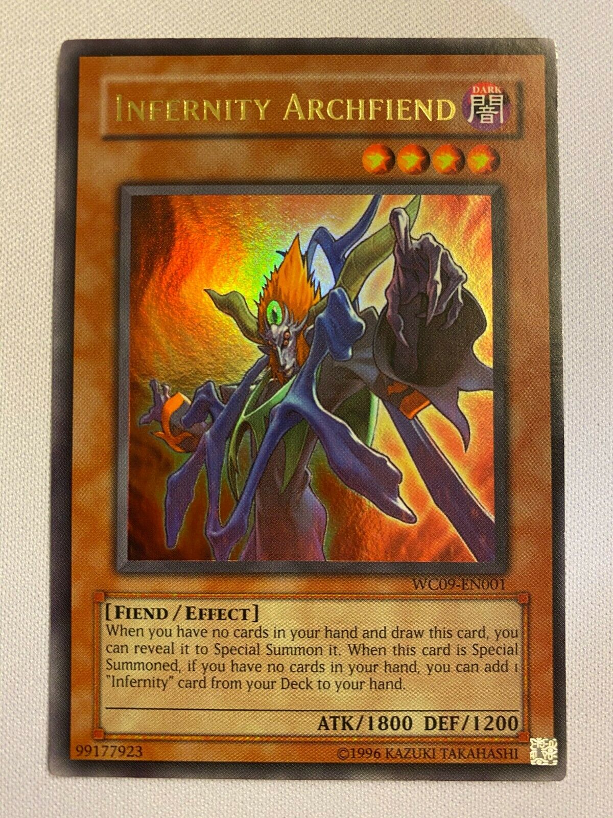 Yugioh Infernity Archfiend WC09-EN001 Ultra Rare Near Mint Yugioh Infernity Archfiend WC09-EN001 Ultra Rare Near Mint