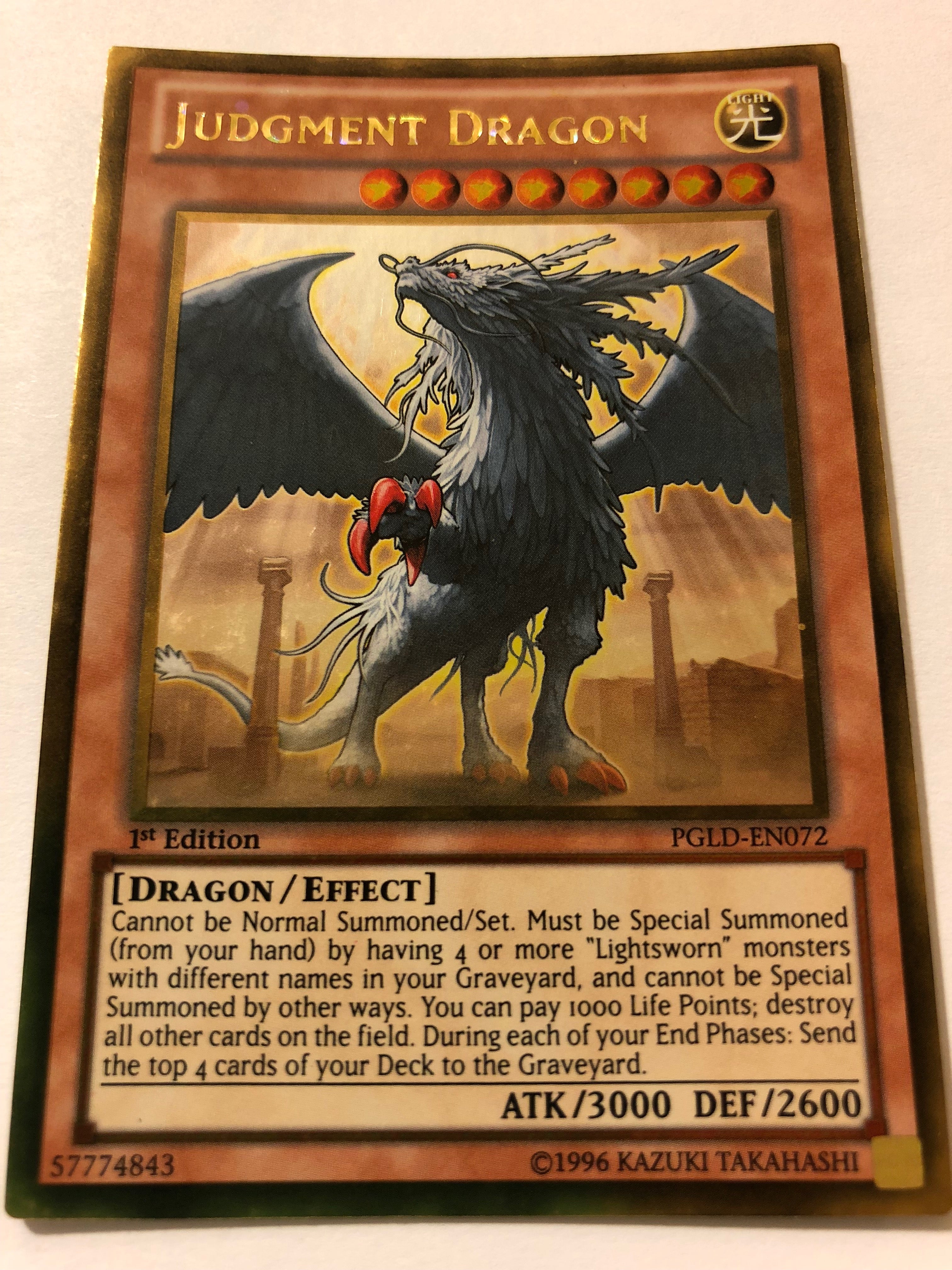 golden dragon yugioh card Yugioh Judgment Dragon PGLD-EN072 Gold Rare 1st Edition Near Mint