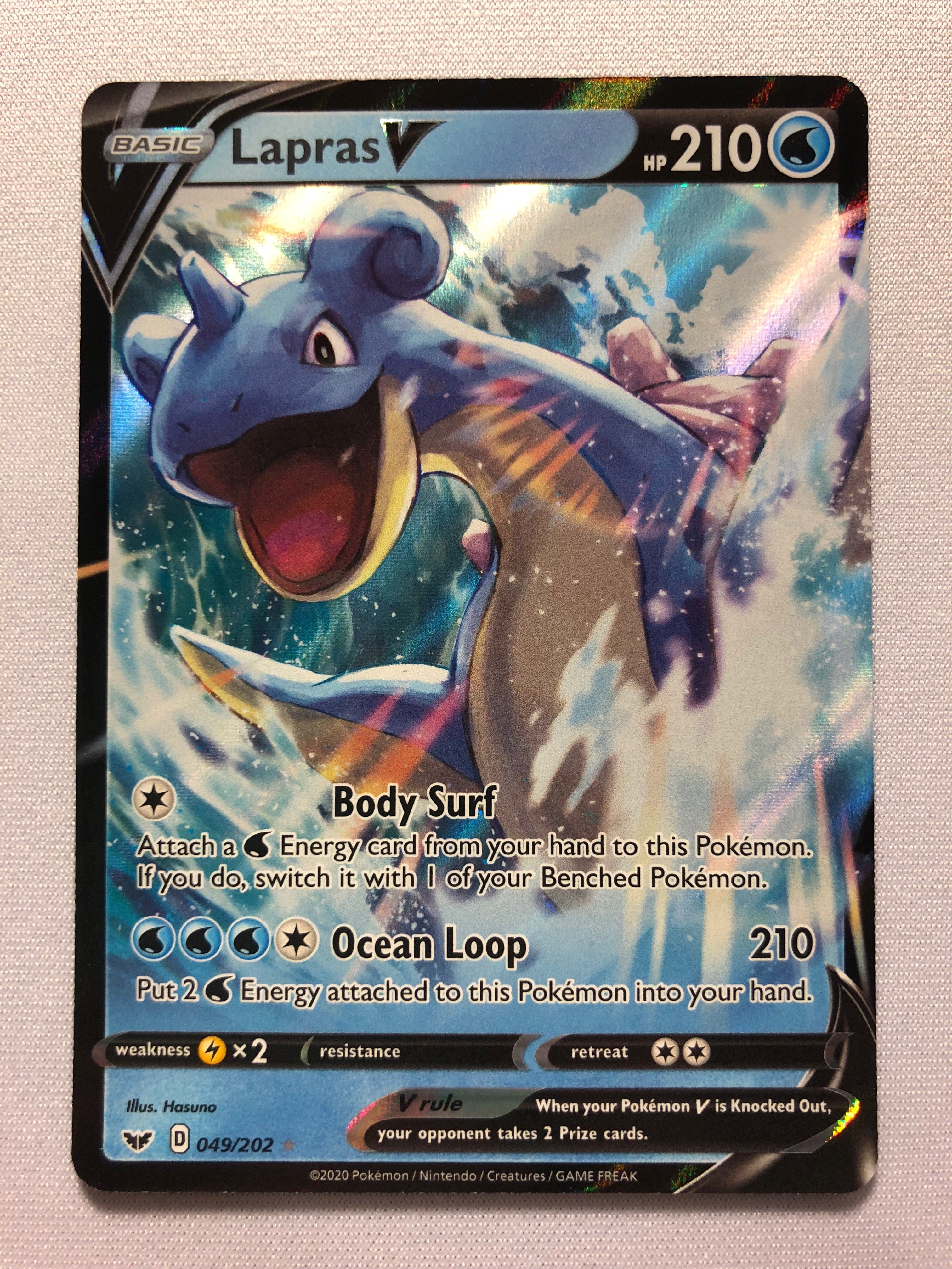Lapras V 049/202 Sword & Shield Base Set Holo Ultra Rare Pokemon Card Lapras V 049/202 Sword & Shield Base Set Holo Ultra Rare Pokemon Card