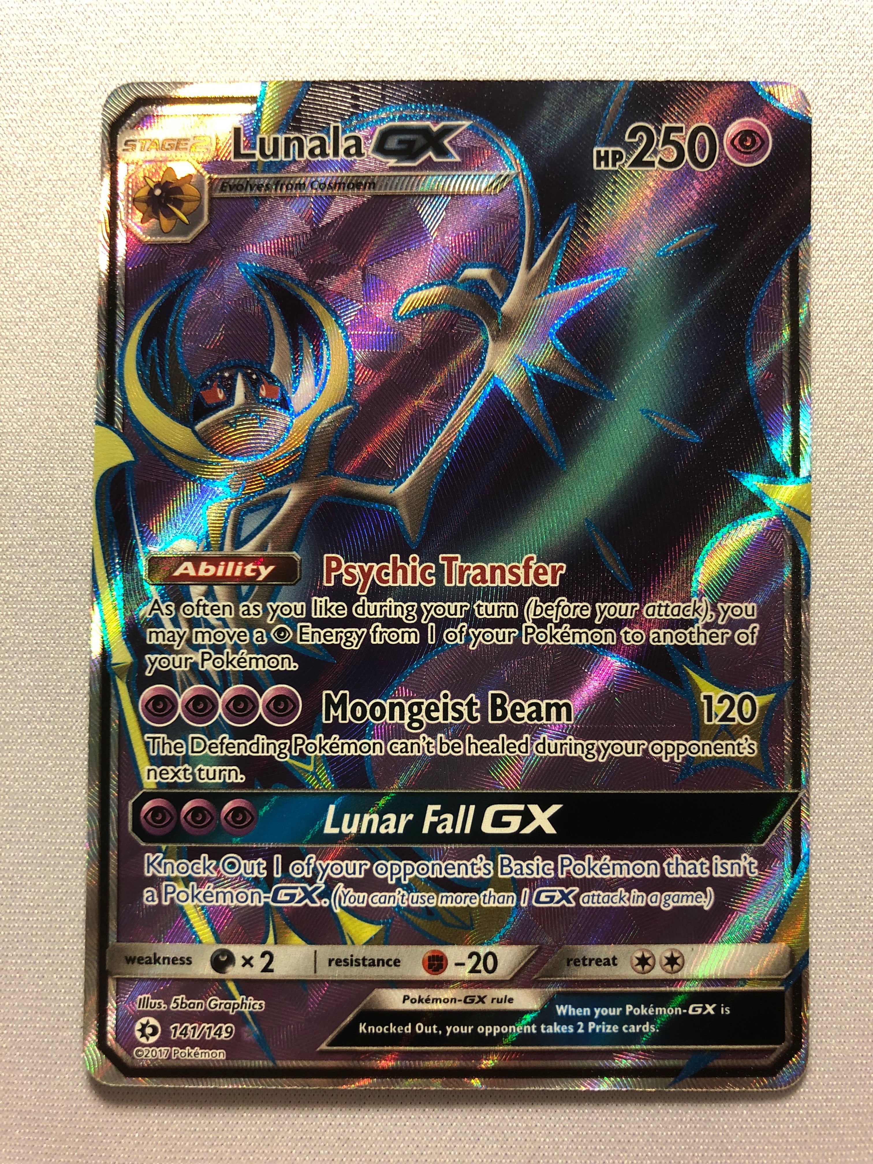 Lunala GX 141/149 Sun & Moon Holo Ultra Rare Full Art Pokemon Card Nea