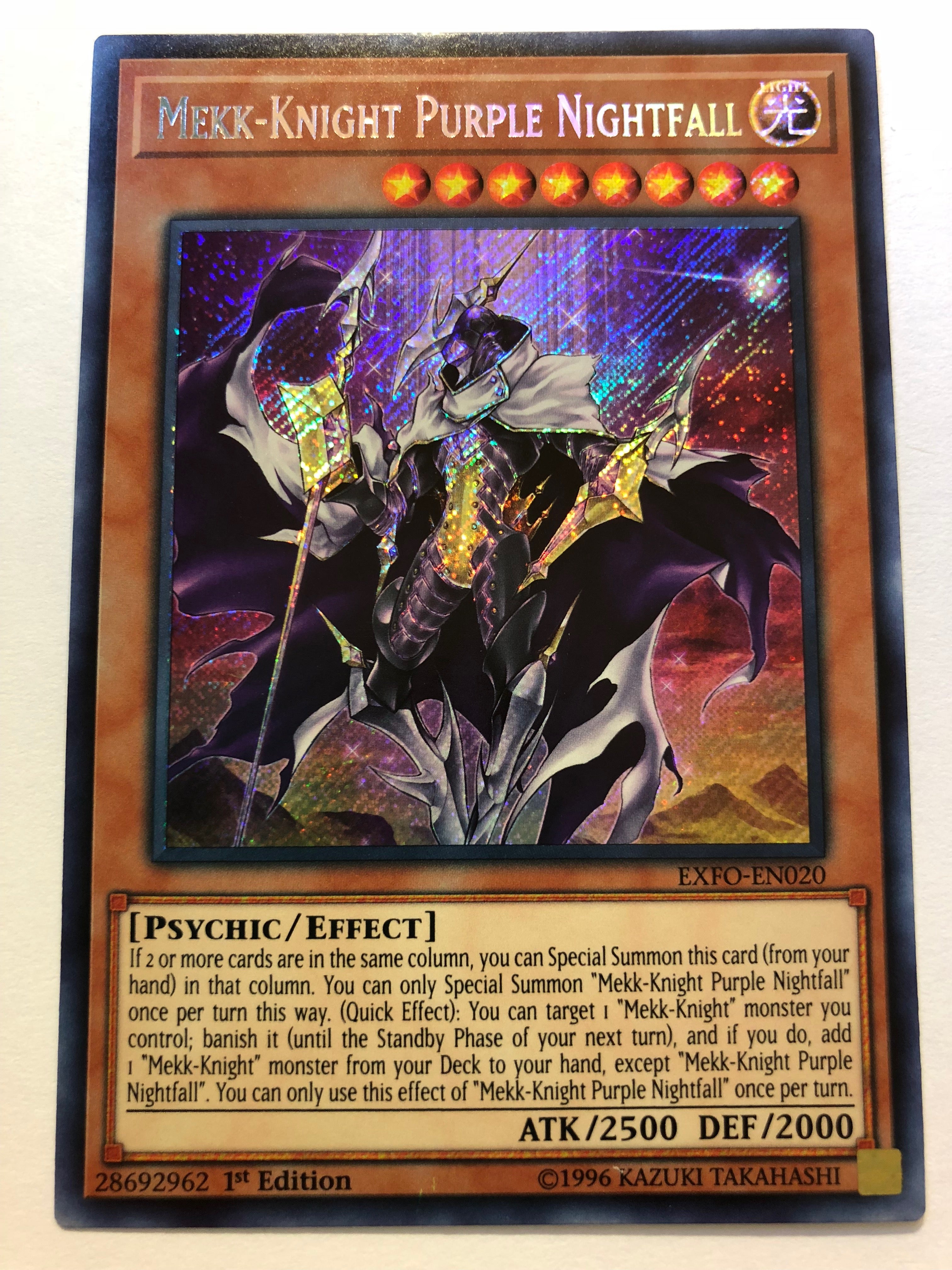 Yugioh Mekk-Knight Purple Nightfall EXFO-EN020 Secret Rare 1st Edition