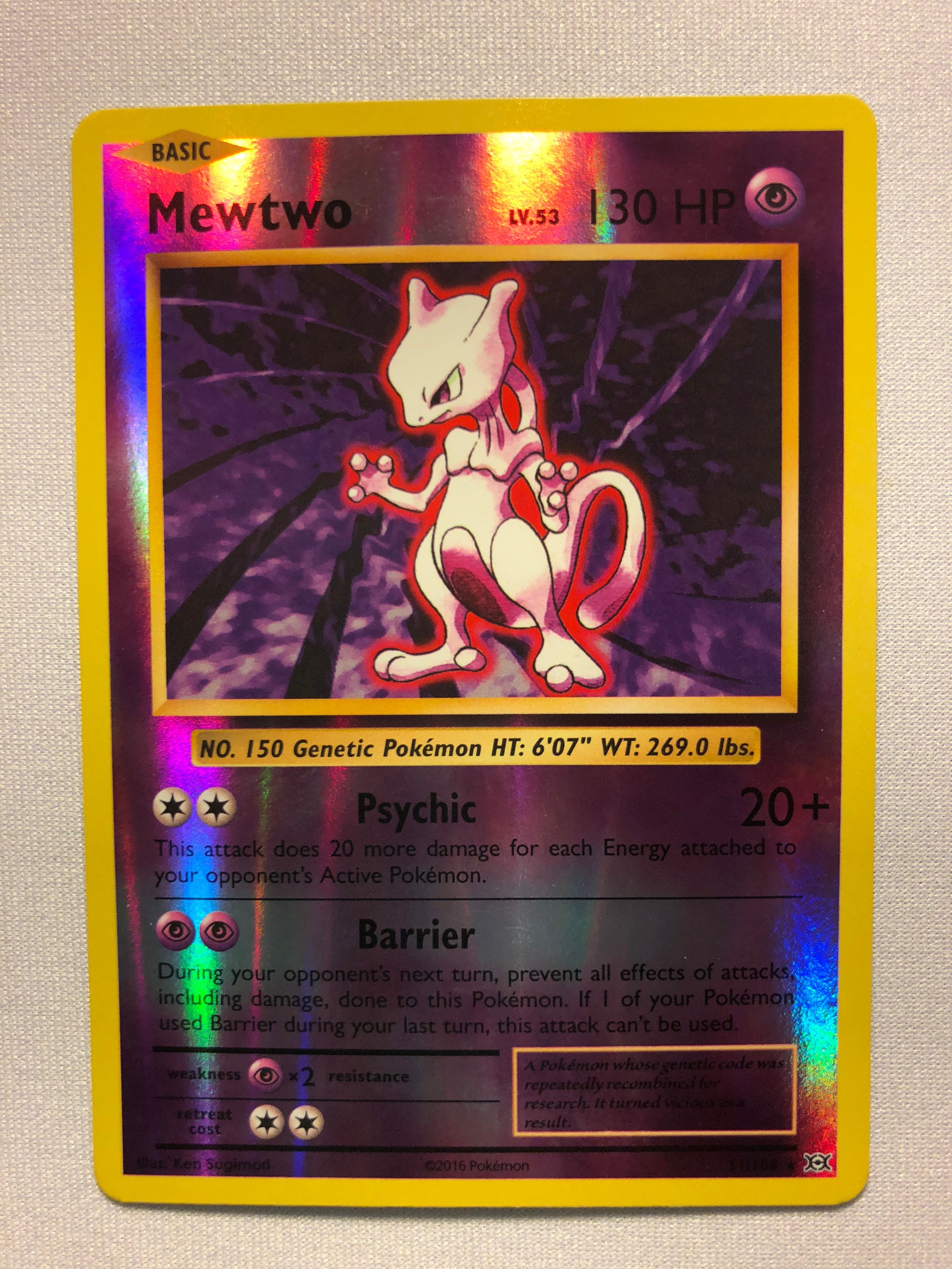 Pokemon MewTwo 51/108 Rare Pokemon XY Evolutions 2016 Card TCG XY