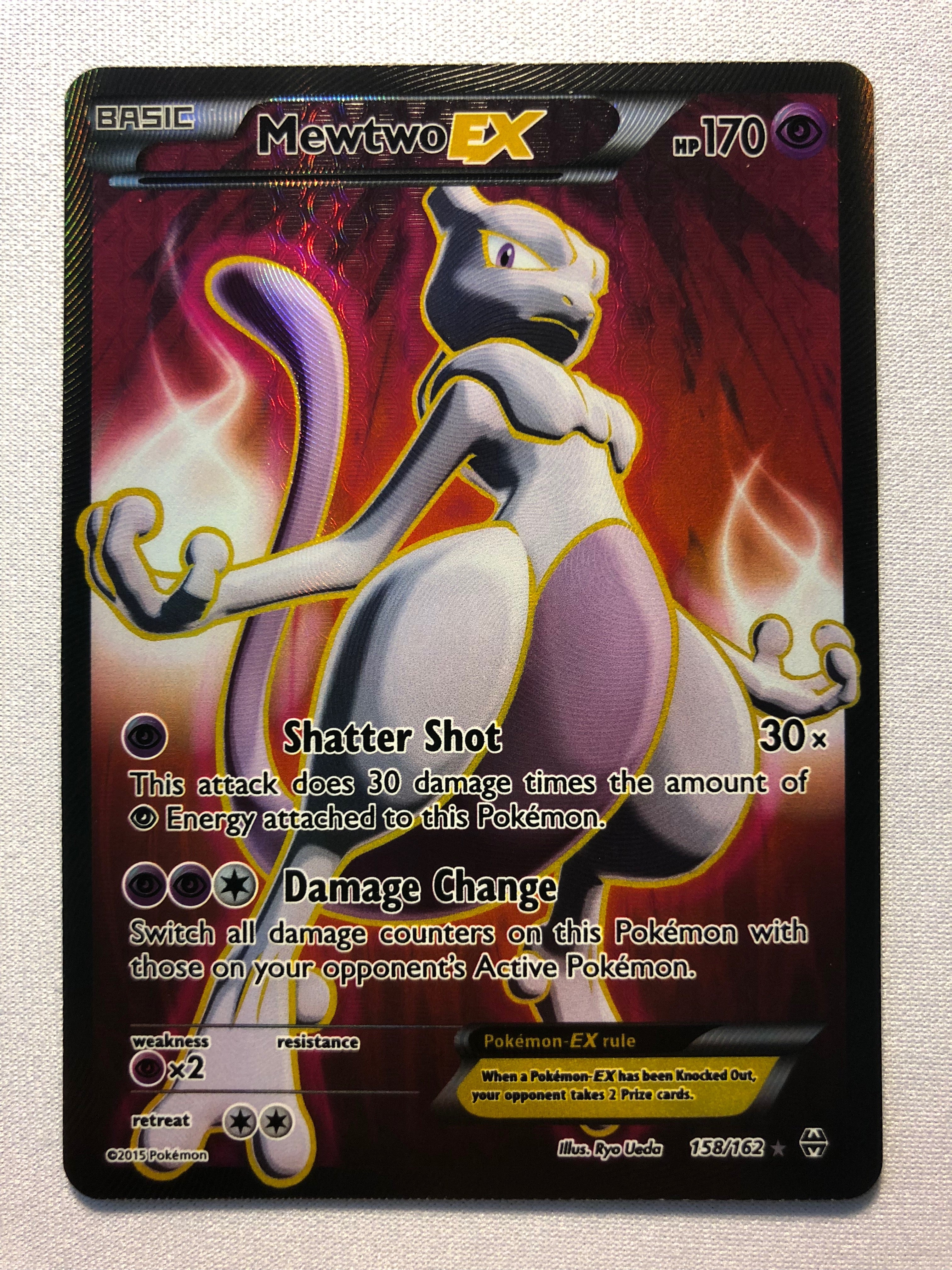 Mewtwo EX 158/162 Full Art Holo Ultra Rare XY BREAKThrough Pokemon Car Mewtwo EX 158/162 Full Art Holo Ultra Rare XY BREAKThrough Pokemon Car