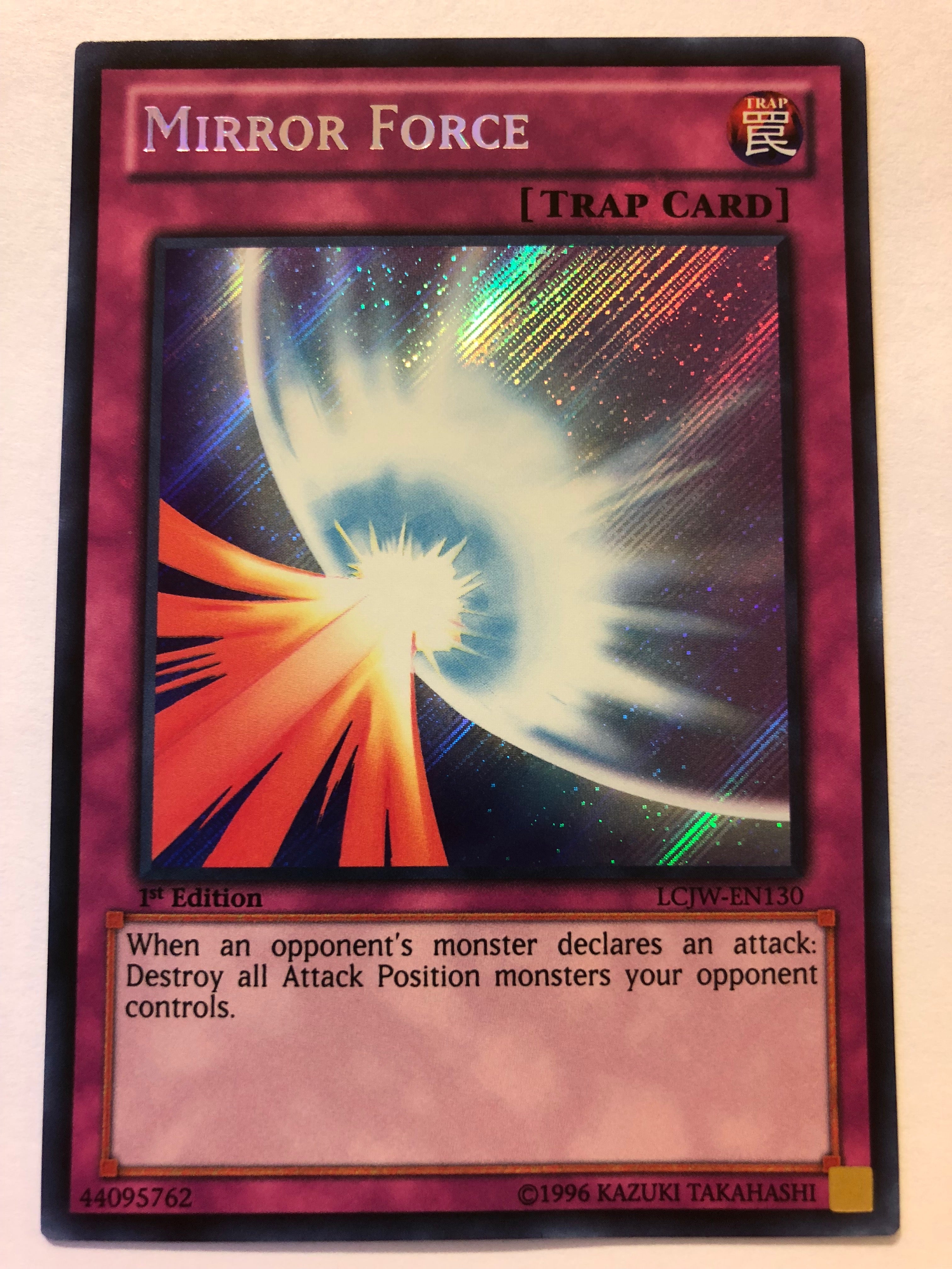 Yugioh Mirror Force LCJW-EN130 Secret Rare 1st Edition Near Mint Yugioh Mirror Force LCJW-EN130 Secret Rare 1st Edition Near Mint