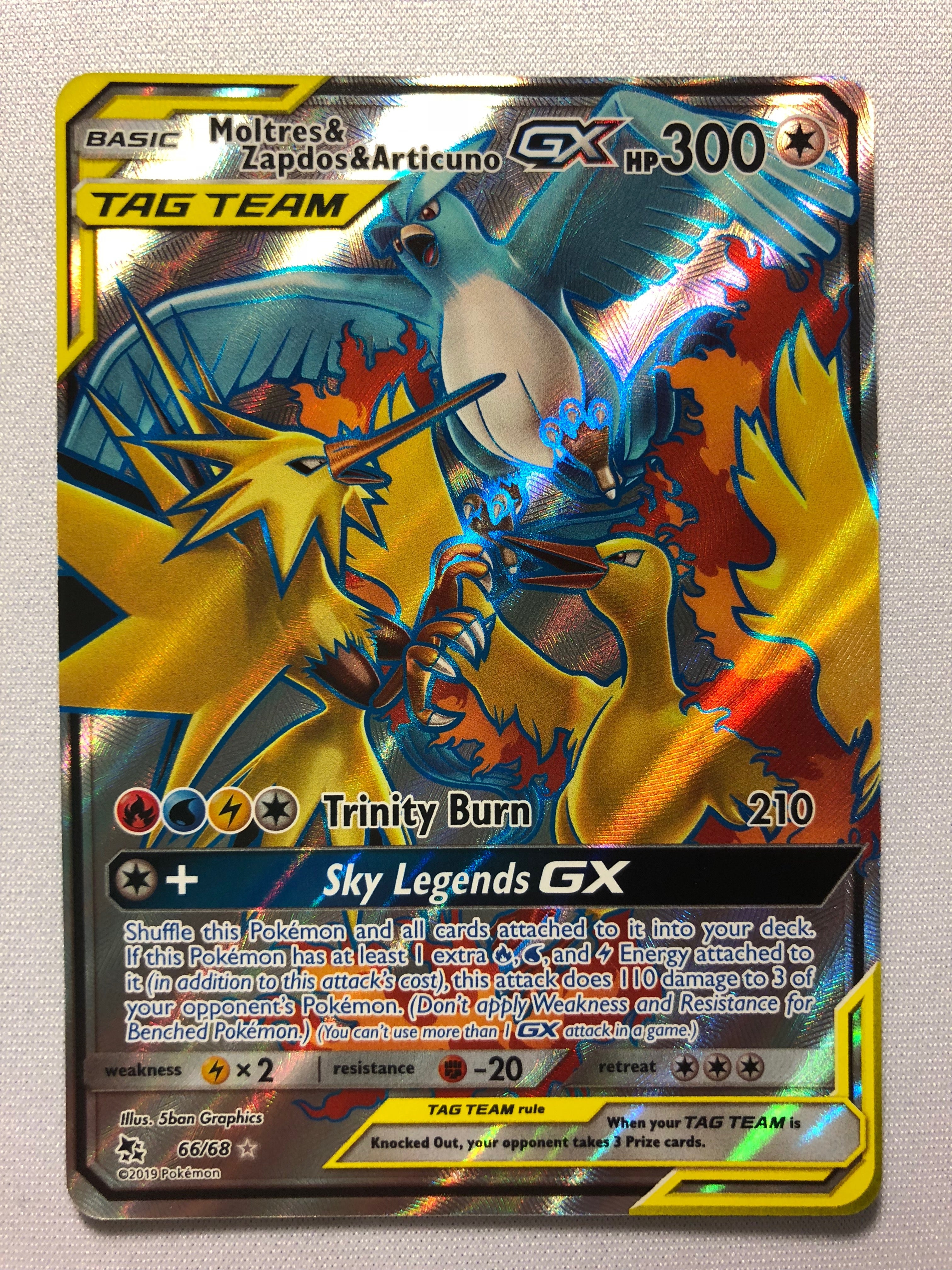 Moltres & Zapdos & Articuno GX 66/68 Holo Rare Pokemon Card Near Mint Moltres & Zapdos & Articuno GX 66/68 Holo Rare Pokemon Card Near Mint