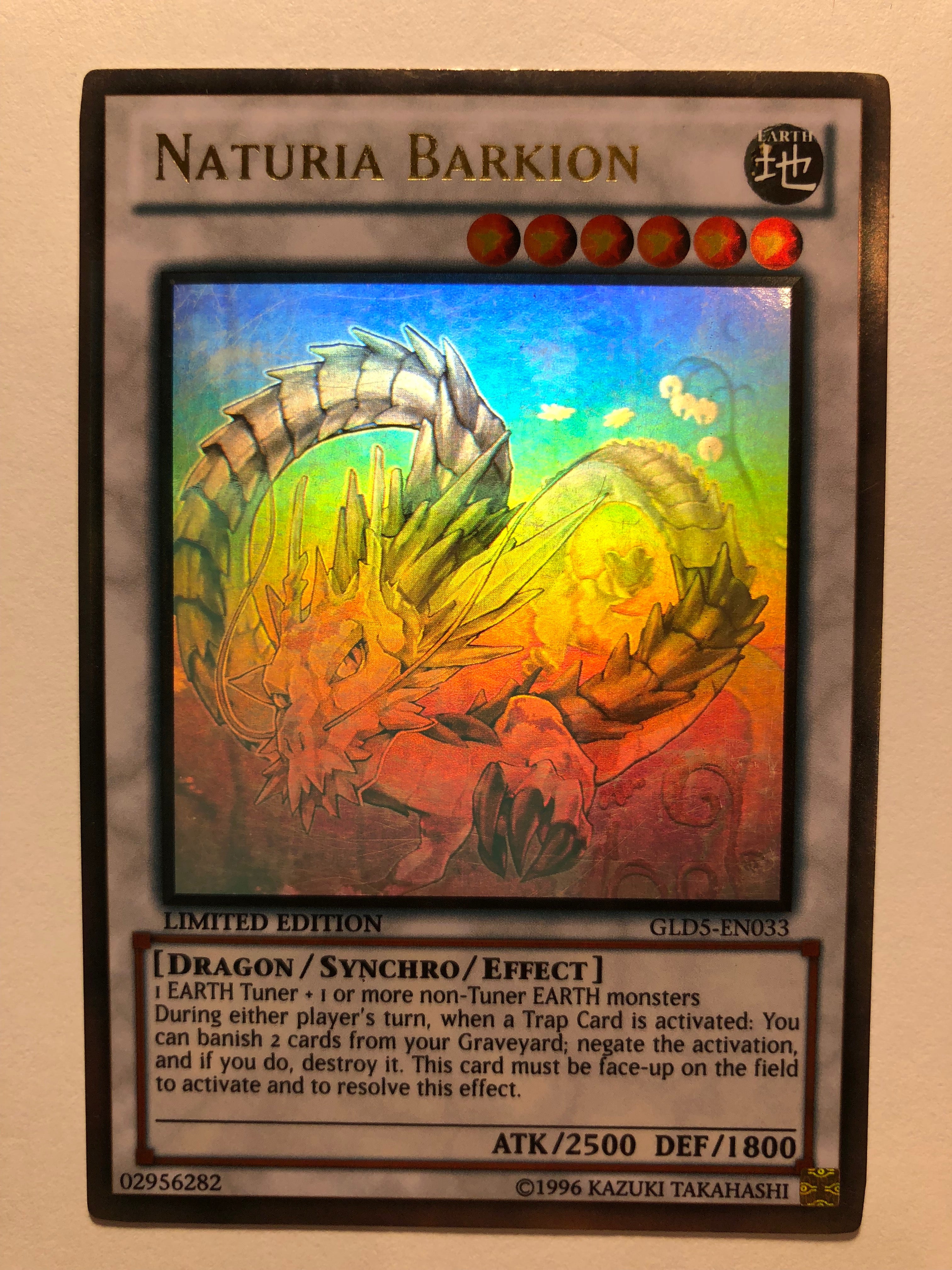 Yugioh Naturia Barkion GLD5-EN033 Limited Edition Gold Ghost Rare Near Yugioh Naturia Barkion GLD5-EN033 Limited Edition Gold Ghost Rare Near