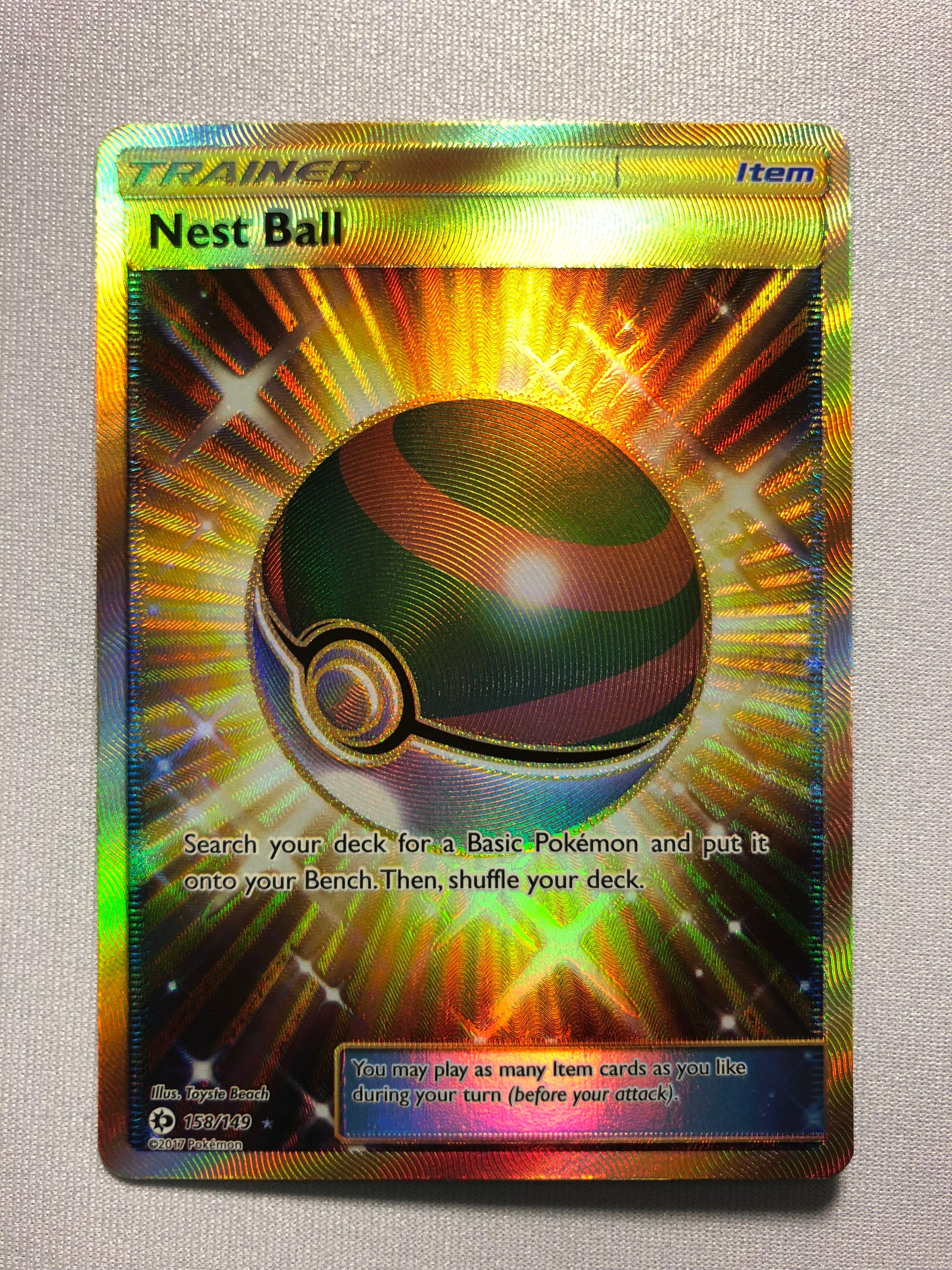 Nest Ball 158/149 Secret Rare Sun & Moon Base Set Pokemon Card Near Mi