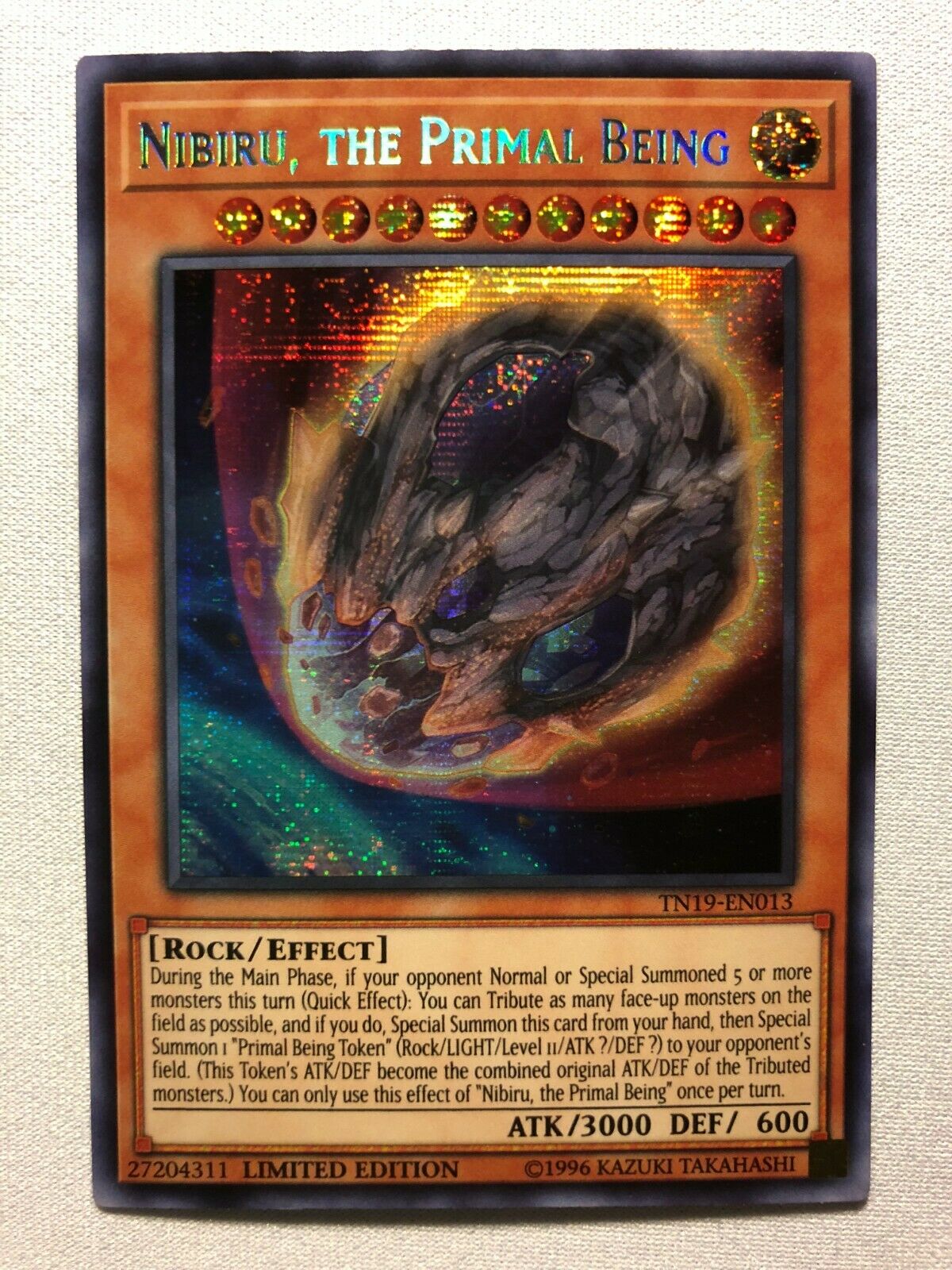 Yugioh Nibiru, the Primal Being TN19-EN013 Prismatic Secret Rare Limit