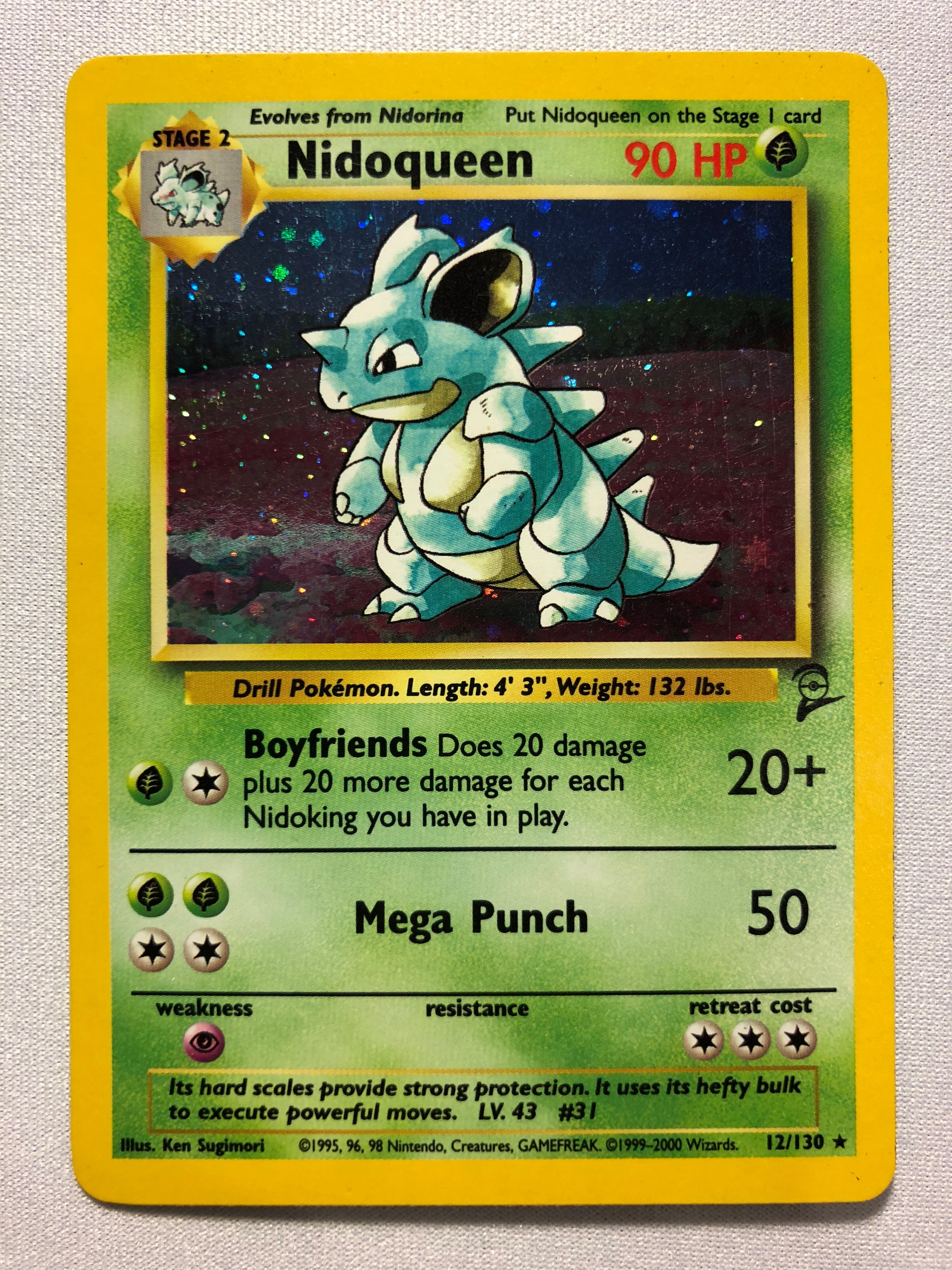 Nidoqueen 12/130 Holo Rare Base Set 2 Pokemon Card Near Mint