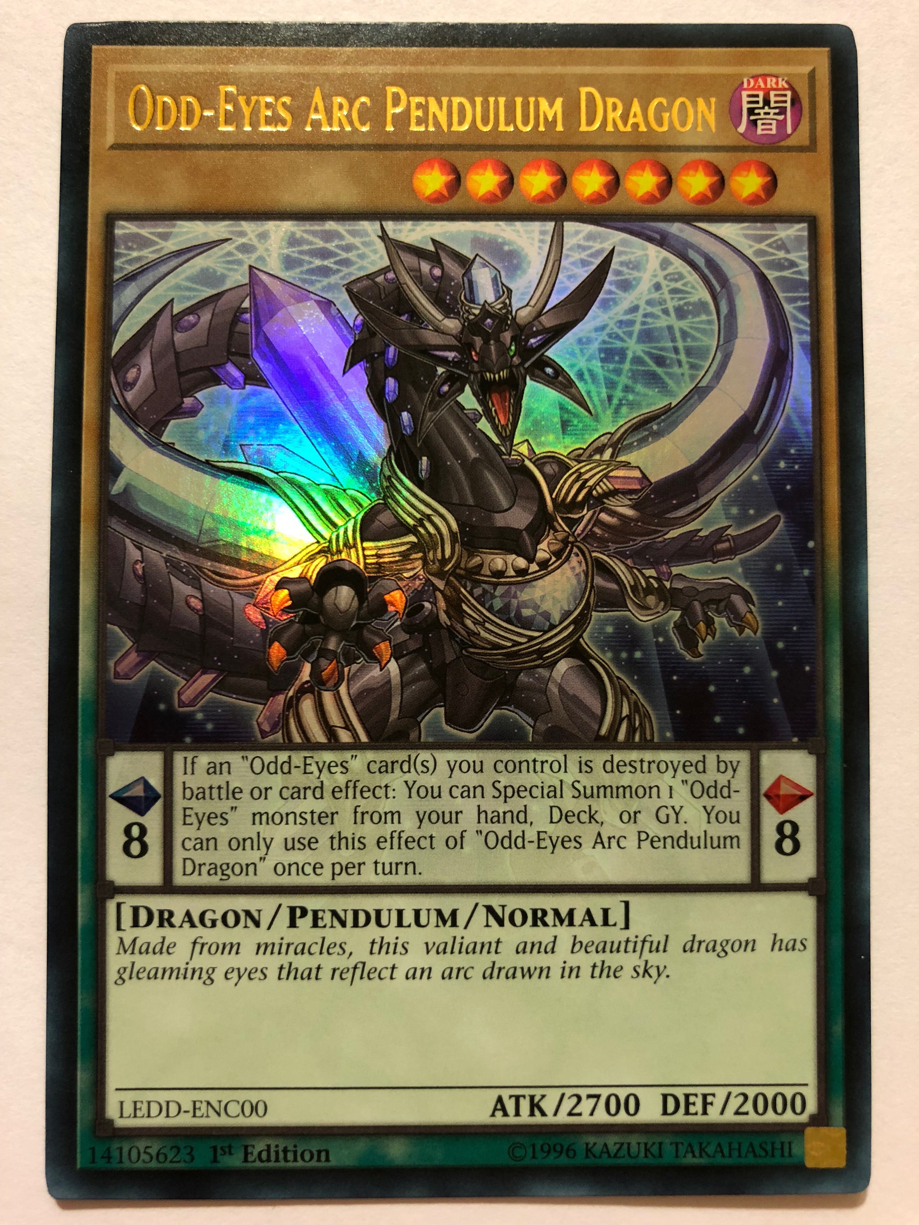 Yugioh Odd-Eyes Arc Pendulum Dragon LEDD-ENC00 1st Edition Ultra Rare Yugioh Odd-Eyes Arc Pendulum Dragon LEDD-ENC00 1st Edition Ultra Rare