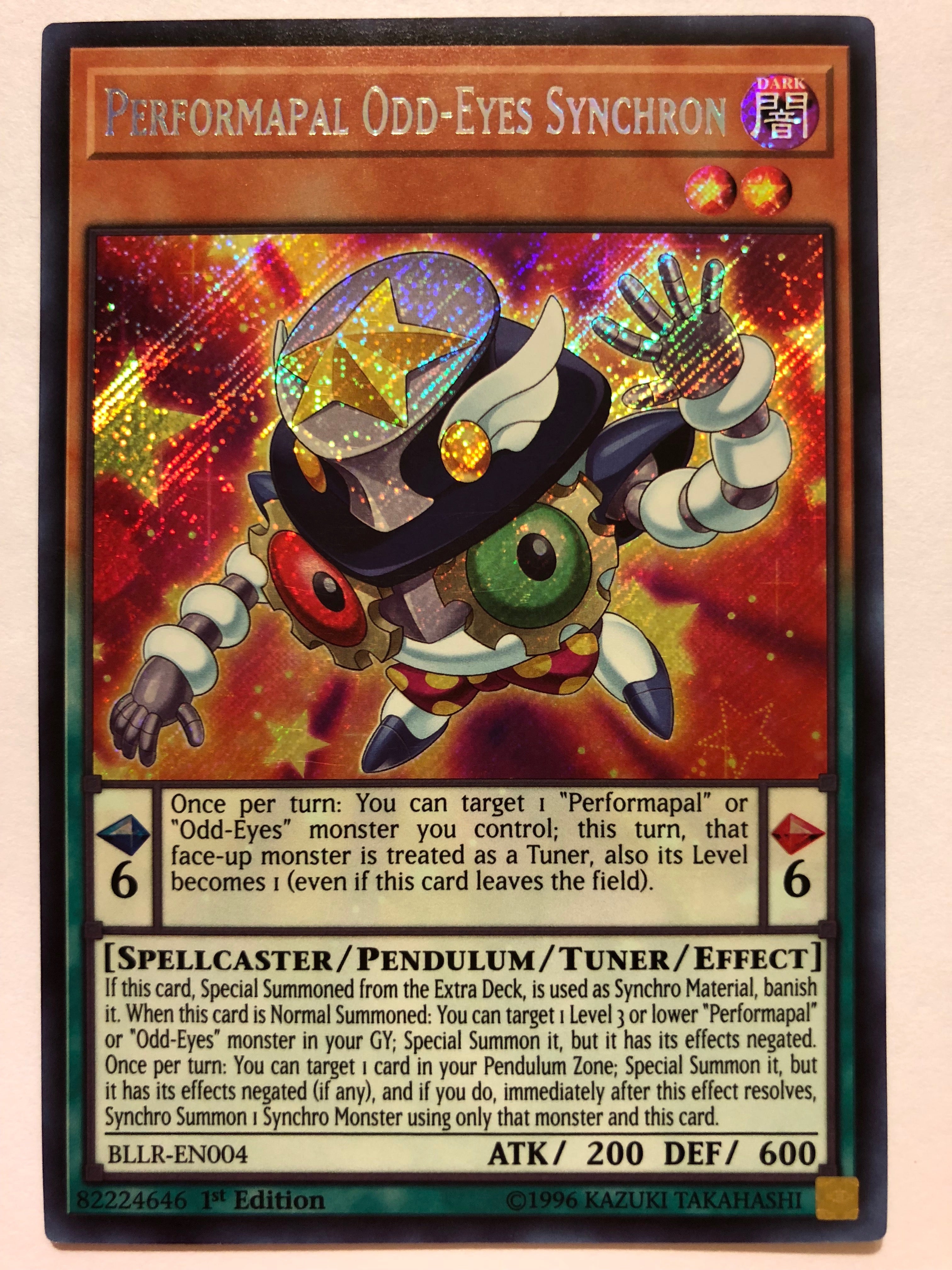 yugioh cards performapal Yugioh Performapal Odd-Eyes Synchron BLLR-EN004 Secret Rare 1st Editio