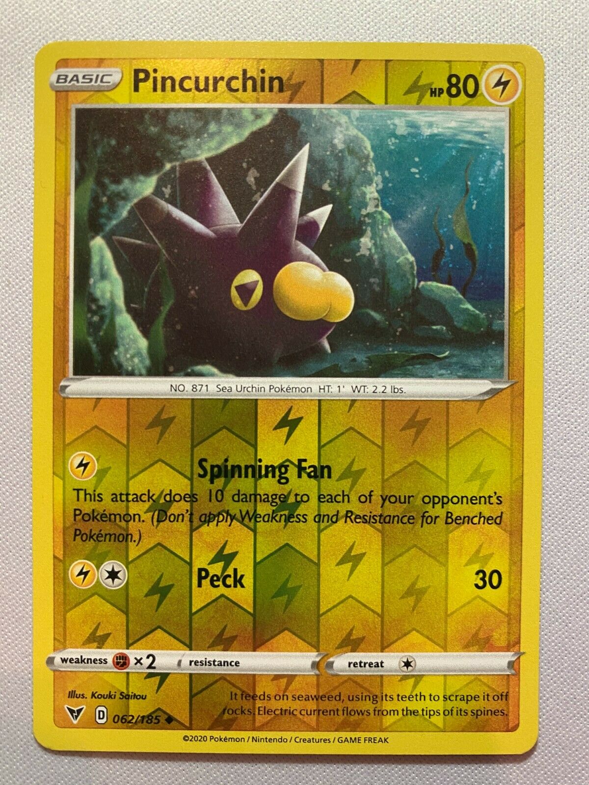 Pincurchin 062/185 Reverse Holo Uncommon Vivid Voltage Pokemon Card Ne