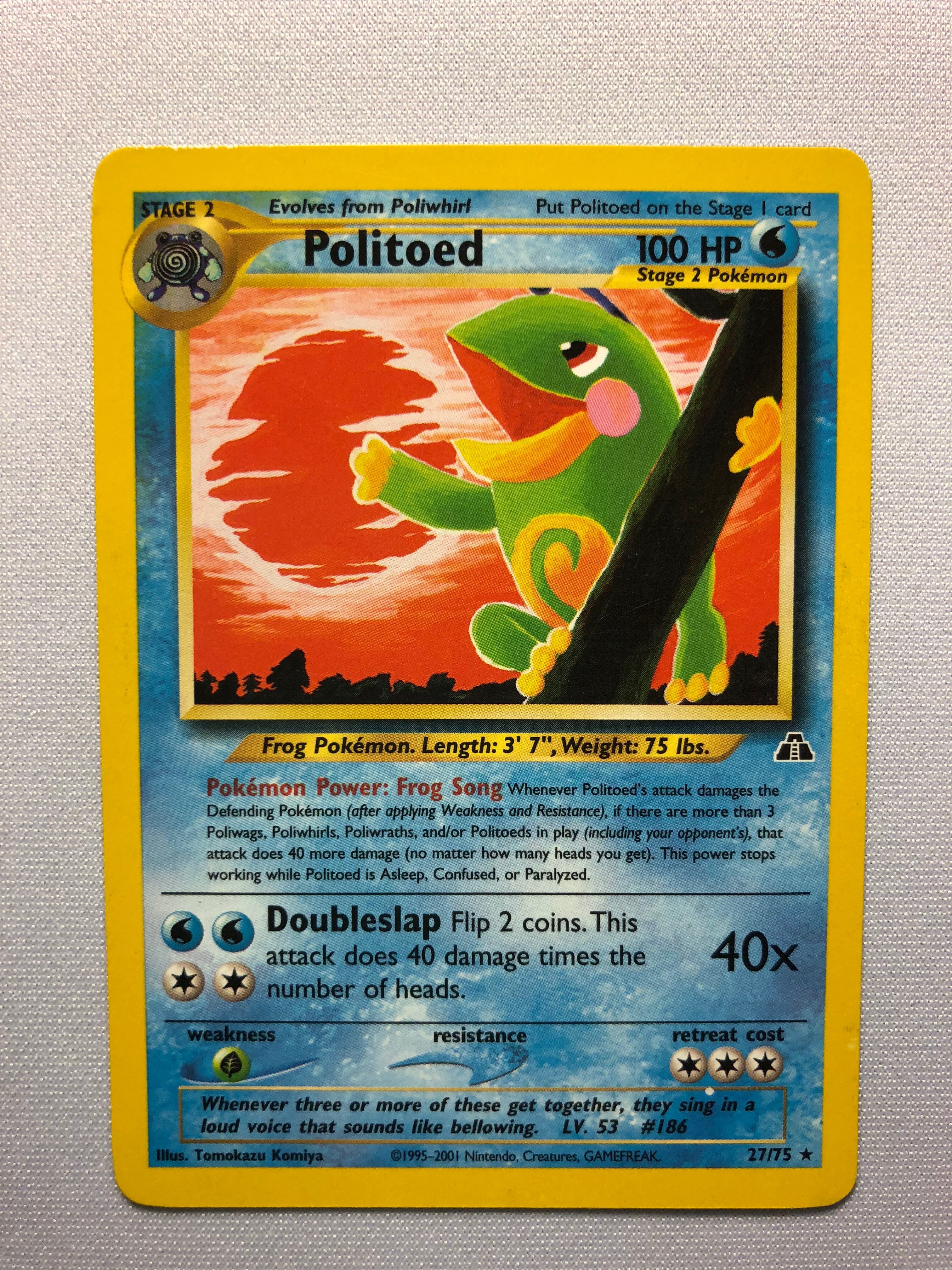 Politoed 27/75 Non-Holo Rare Neo Discovery Pokemon Card Near Mint Politoed 27/75 Non-Holo Rare Neo Discovery Pokemon Card Near Mint