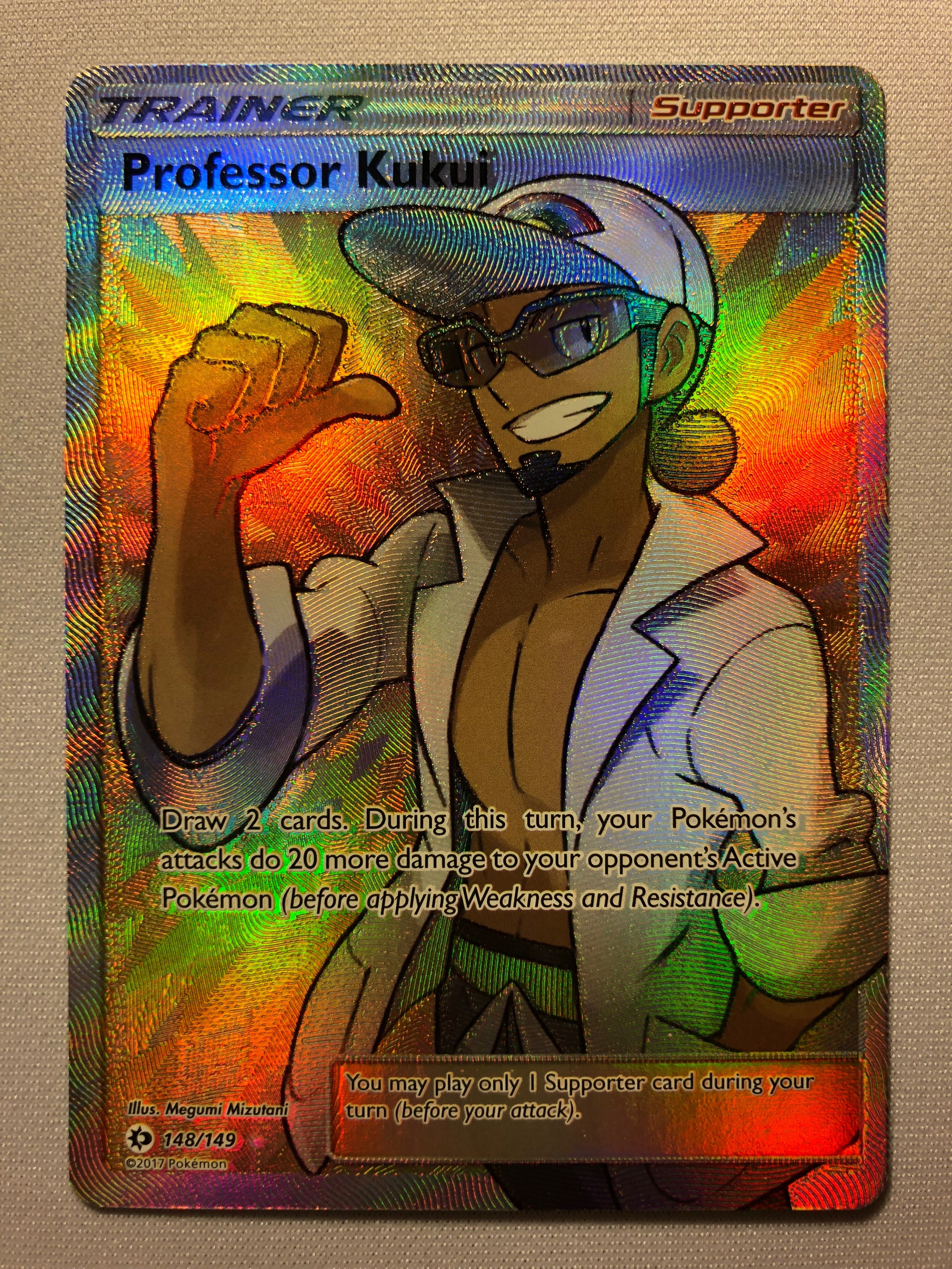 Professor Kukui 148/149 Full Art Holo Ultra Rare Pokemon Card Near Min