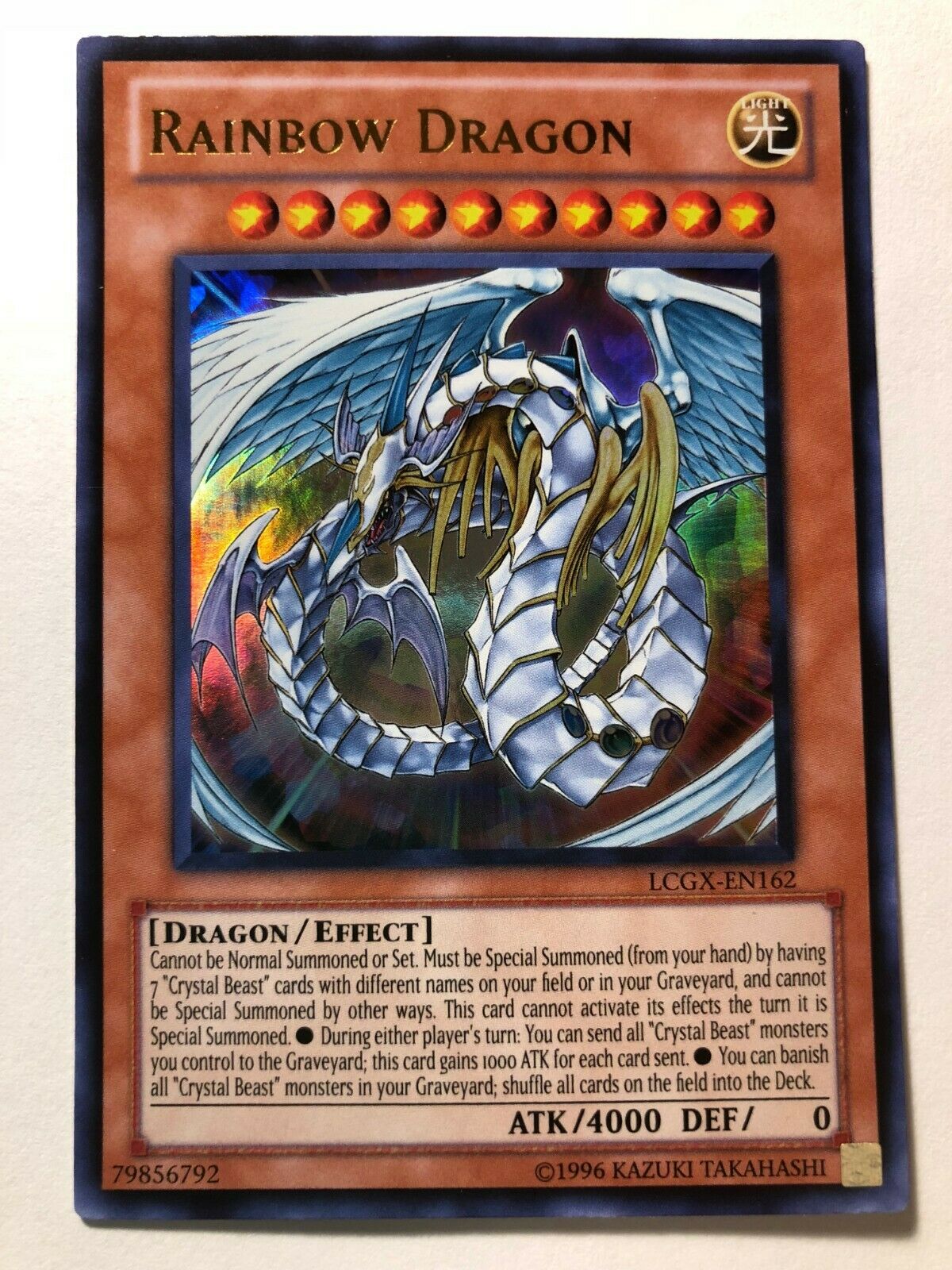 Yugioh Rainbow Dragon LCGX-EN162 Unlimited Edition Ultra Rare Near Min Yugioh Rainbow Dragon LCGX-EN162 Unlimited Edition Ultra Rare Near Min