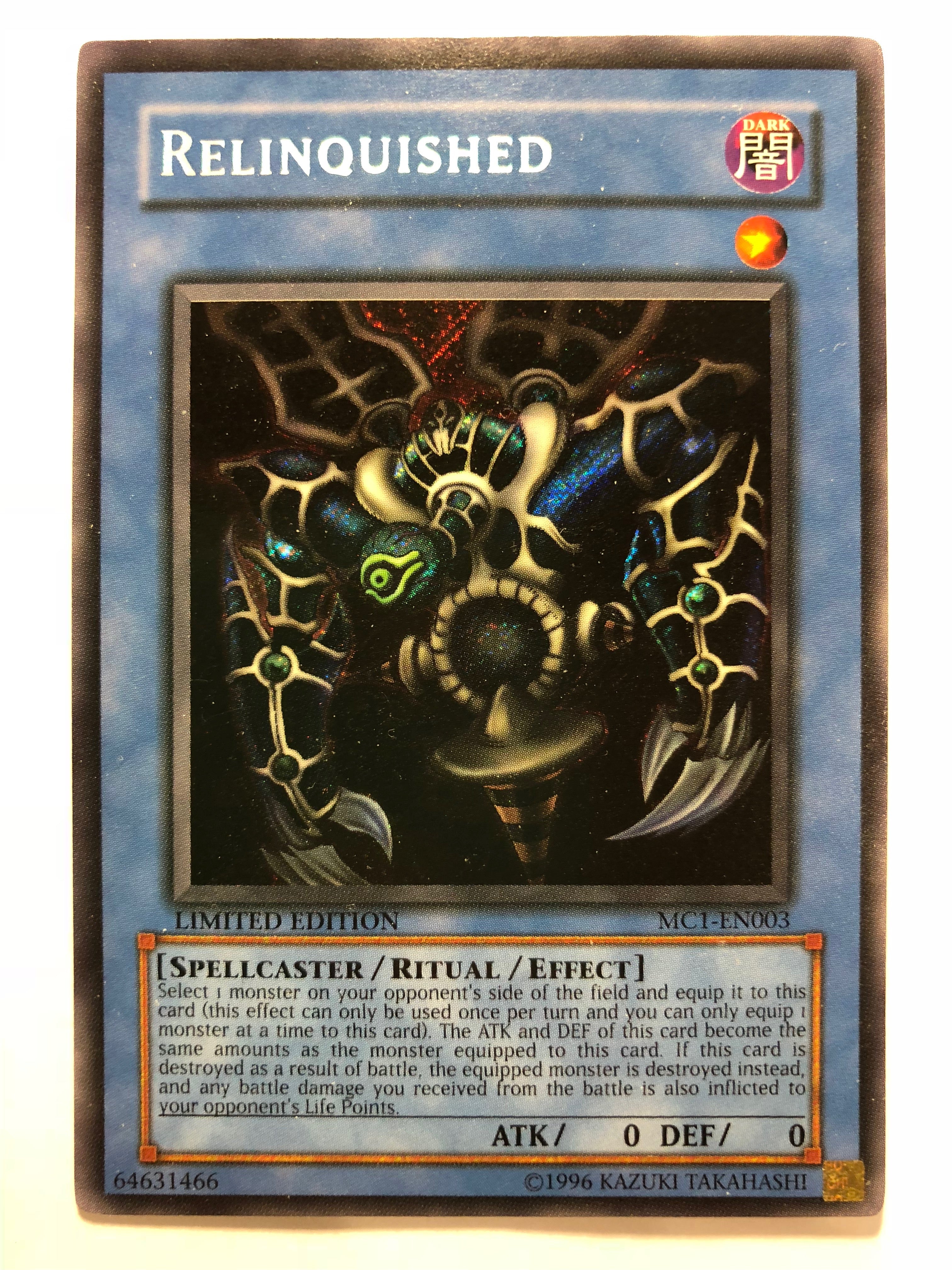Yugioh Relinquished MC1-EN003 Limited Edition Secret Rare Near Mint Yugioh Relinquished MC1-EN003 Limited Edition Secret Rare Near Mint