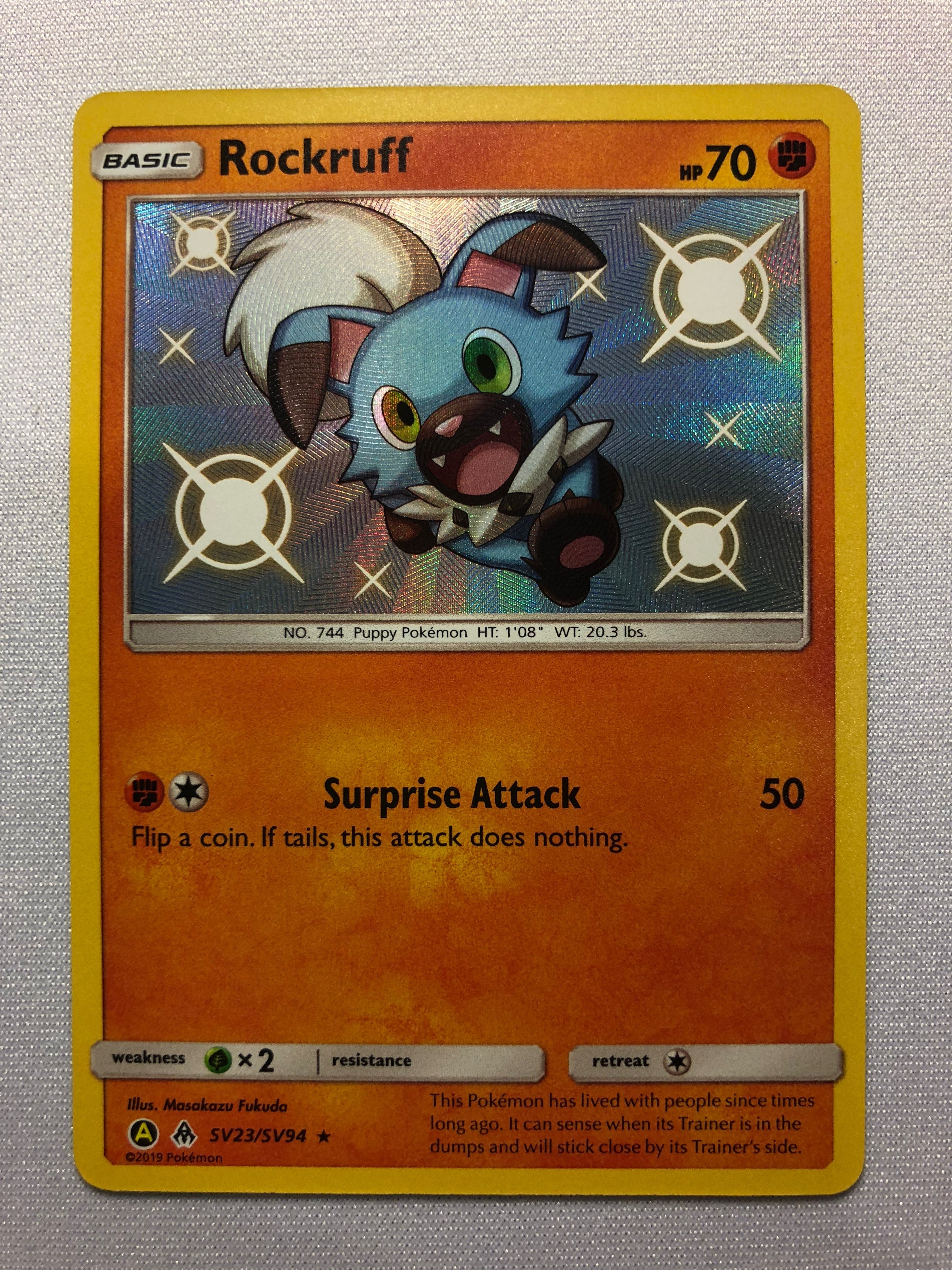 Rockruff SV23/SV94 Hidden Fates Shiny Holo Rare Pokemon Card Near Mint