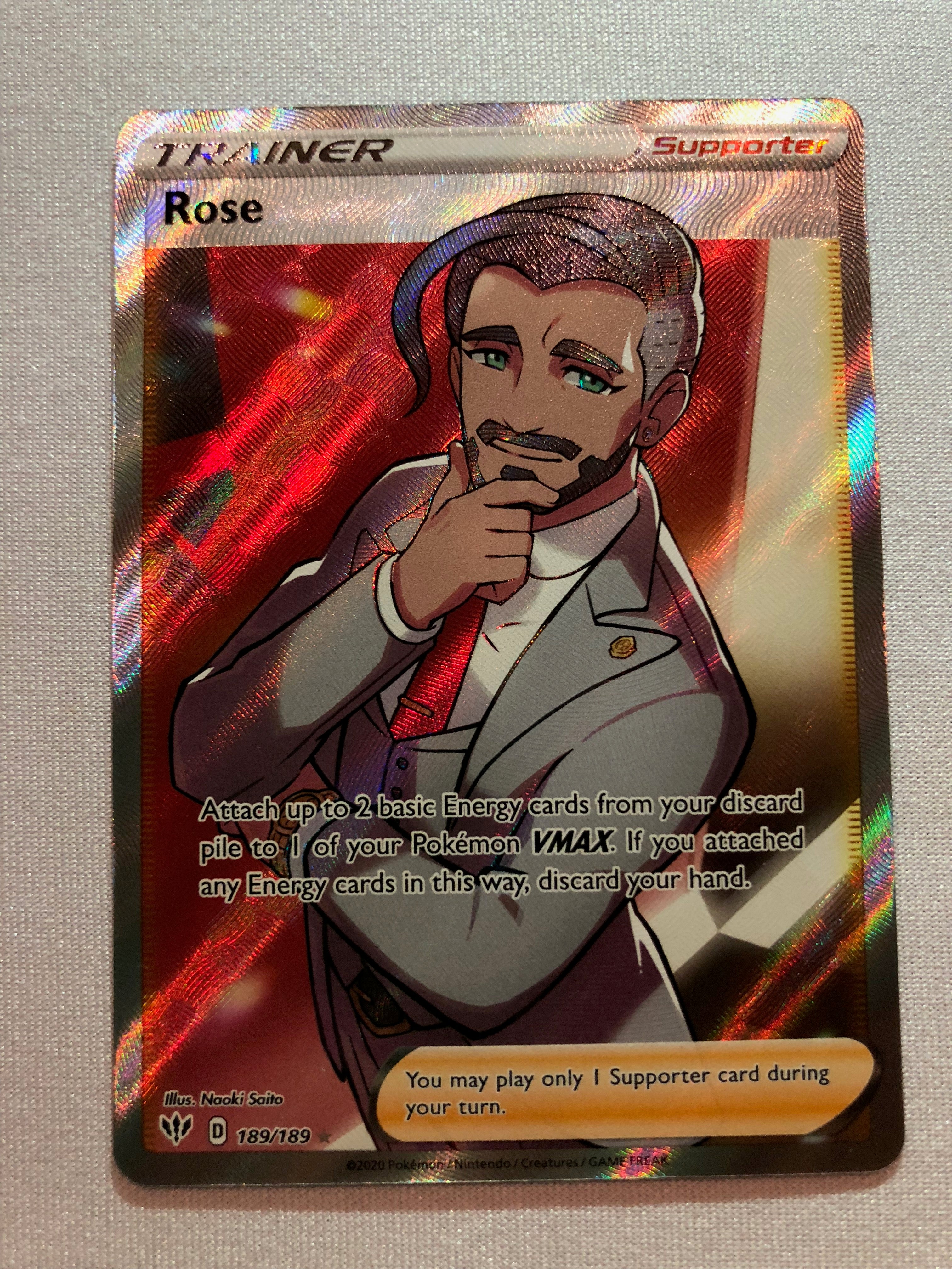 Rose 189/189 Full Art Ultra Rare Darkness Ablaze Pokemon Card Near Min