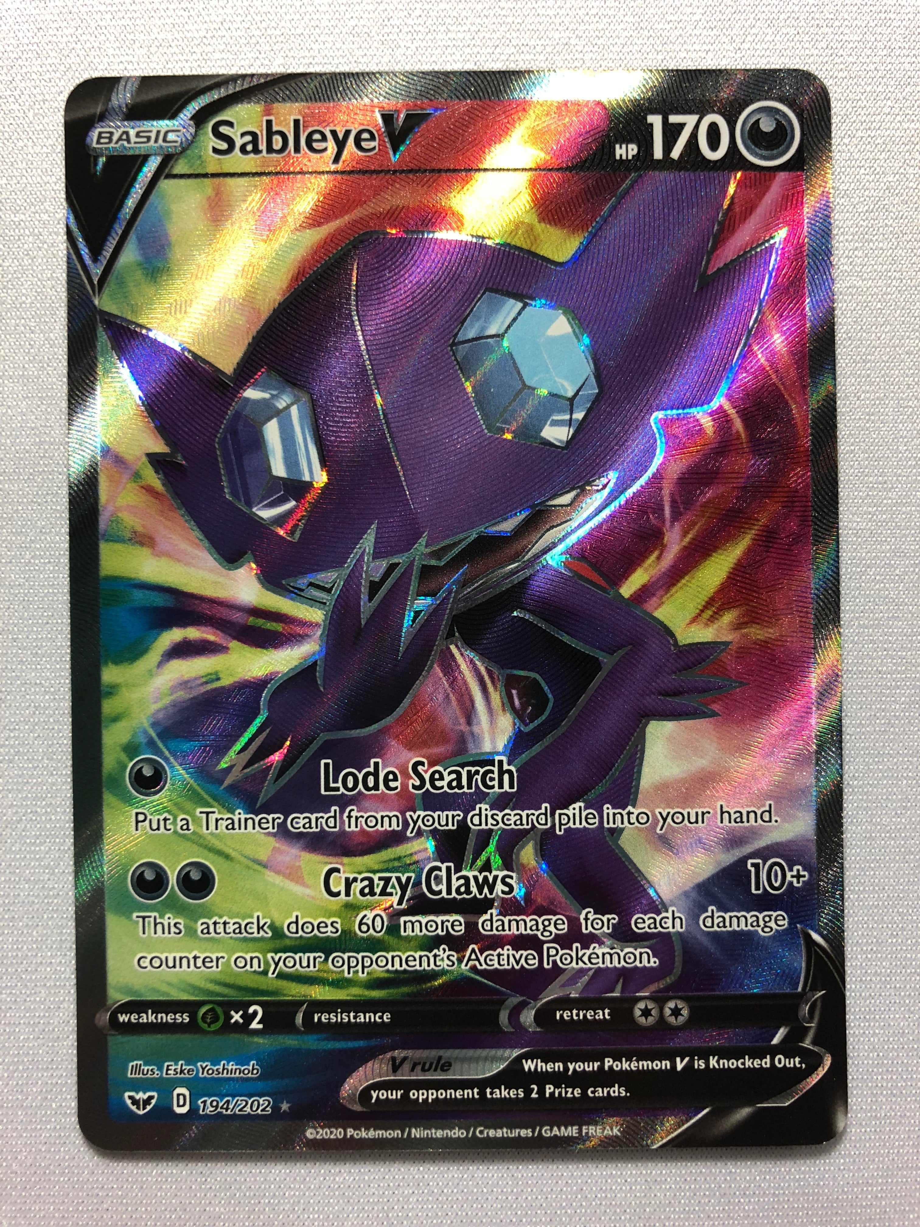 Sableye V 120/202 Sword & Shield Holo UltraSableye V (Full Art) - SWSH Sableye V 120/202 Sword & Shield Holo UltraSableye V (Full Art) - SWSH