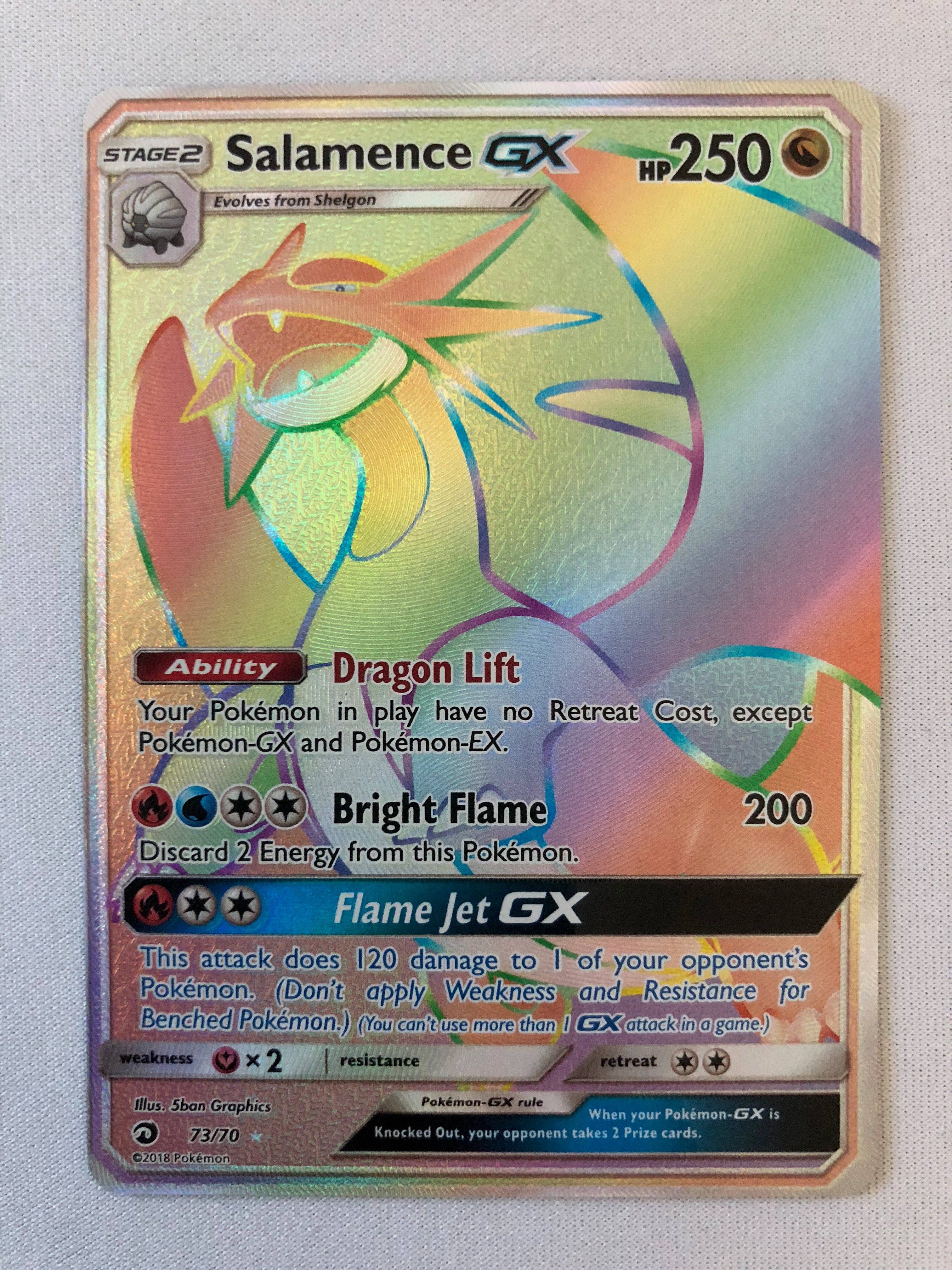 Salamence GX 73/70 Rainbow Secret Rare Pokemon Card Near Mint Salamence GX 73/70 Rainbow Secret Rare Pokemon Card Near Mint