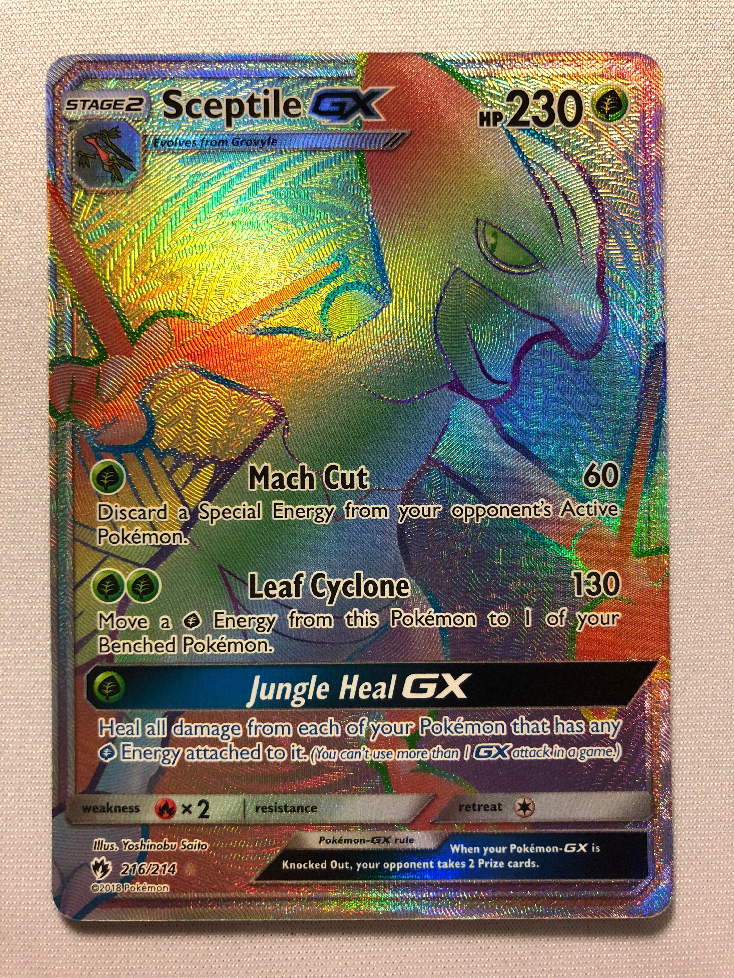 Sceptile GX 216/214 Secret Rare Lost Thunder Pokemon Card Near Mint Sceptile GX 216/214 Secret Rare Lost Thunder Pokemon Card Near Mint