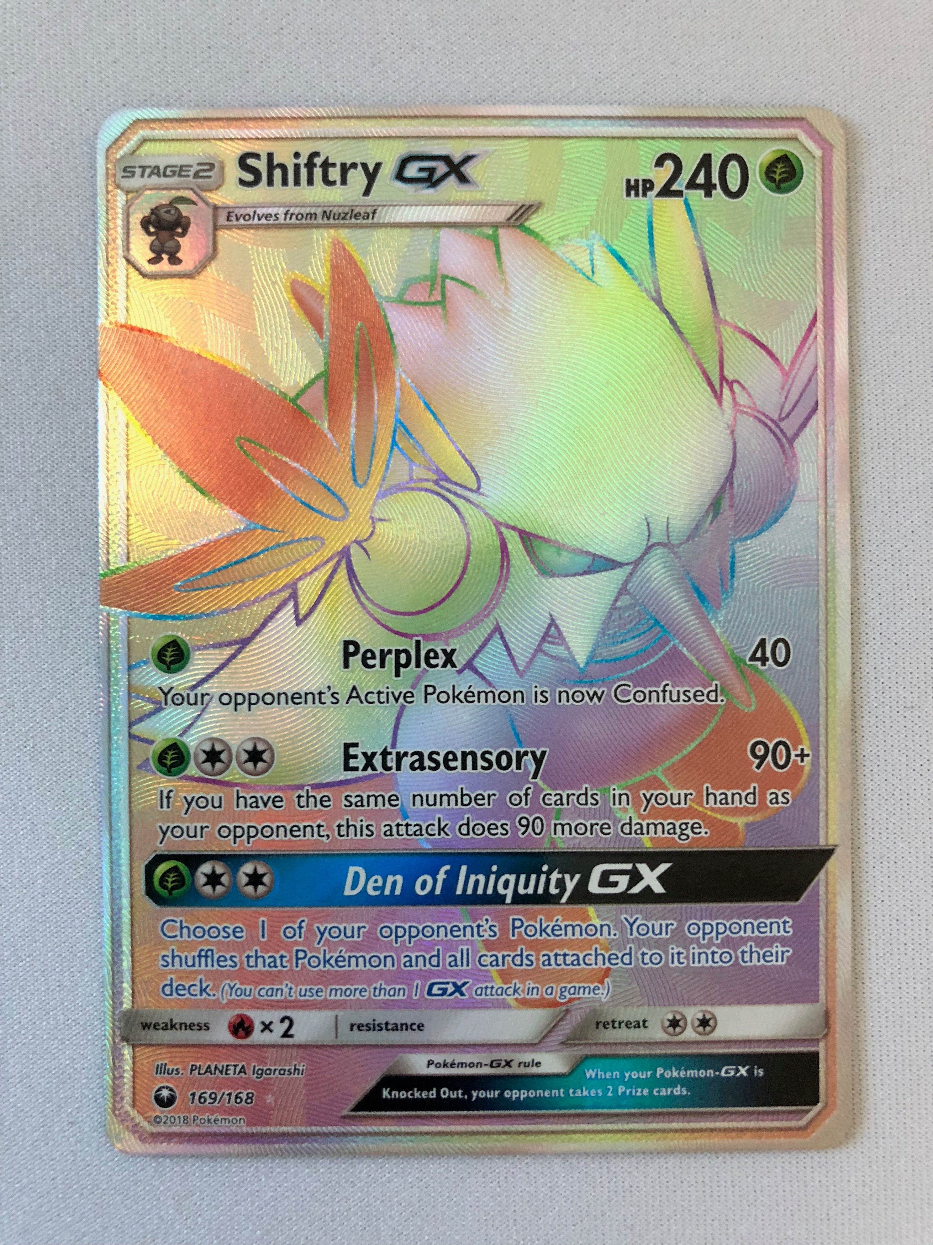 Shiftry GX 169/168 Celestial Storm Rainbow Secret Rare Pokemon Card Ne Shiftry GX 169/168 Celestial Storm Rainbow Secret Rare Pokemon Card Ne