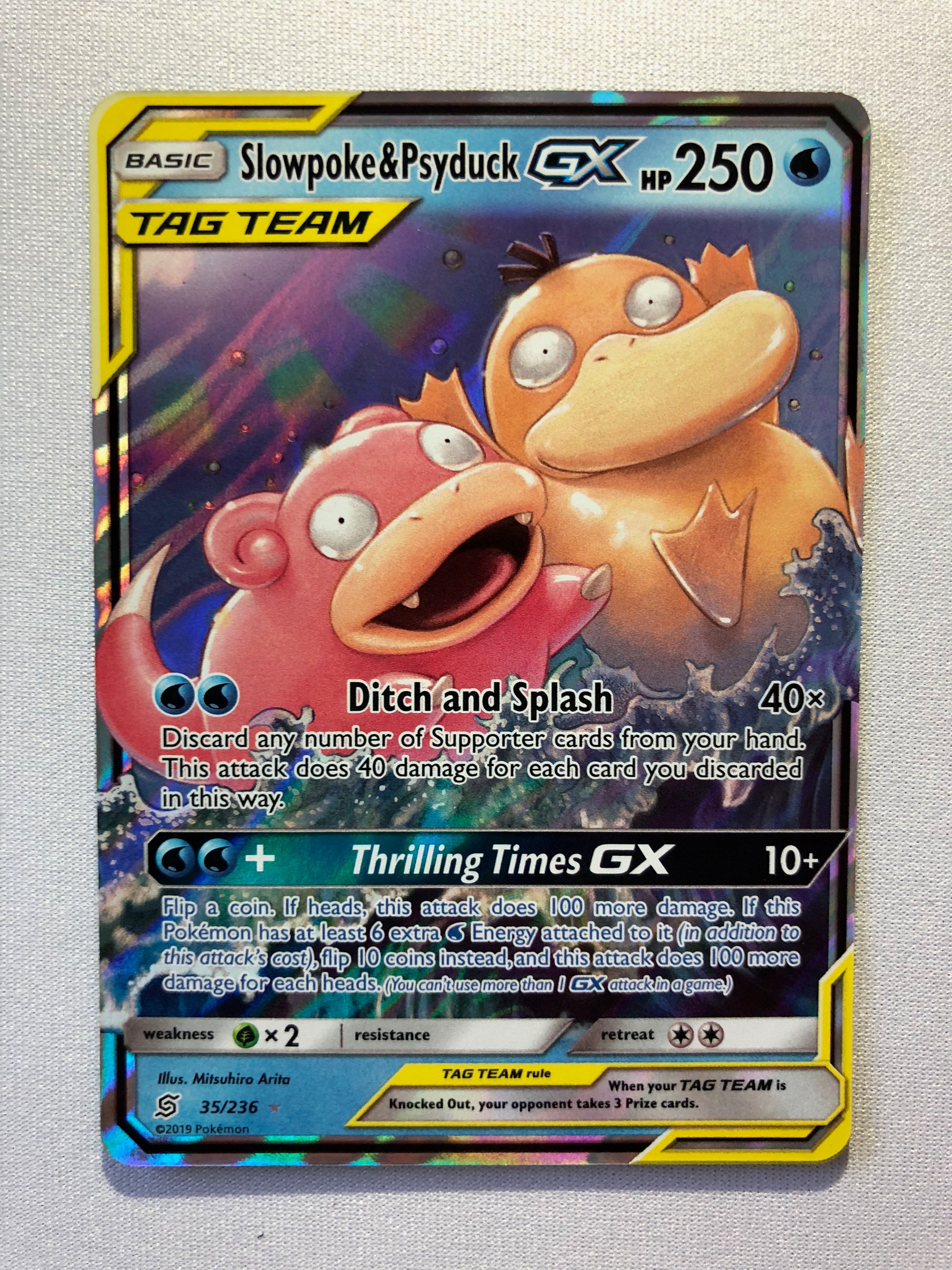 Slowpoke & Psyduck GX 35/236 Unified Minds Pokemon Card Near Mint
