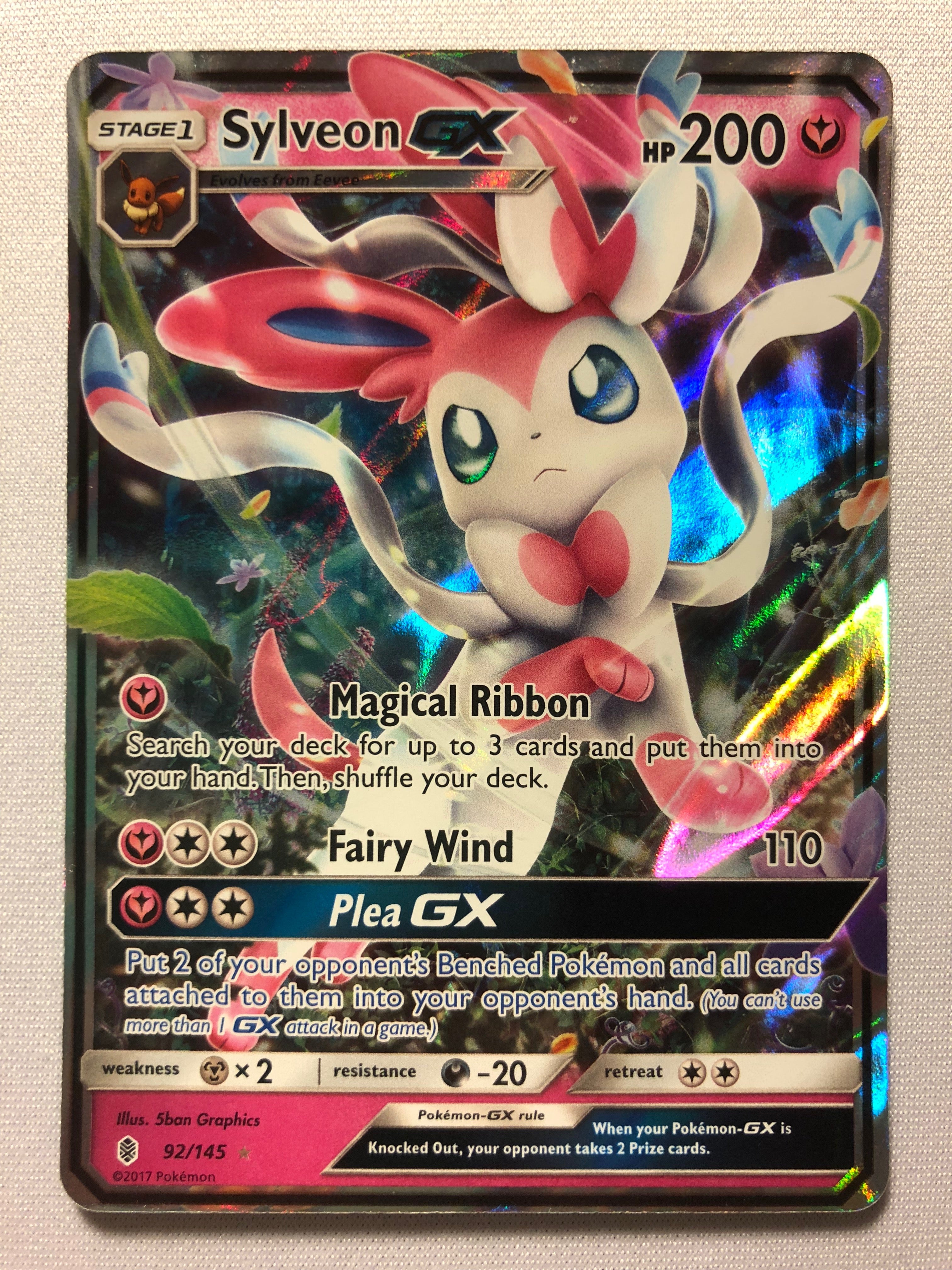 Sylveon GX 92/145 Guardians Rising Holo Ultra Rare Pokemon Card Near M Sylveon GX 92/145 Guardians Rising Holo Ultra Rare Pokemon Card Near M
