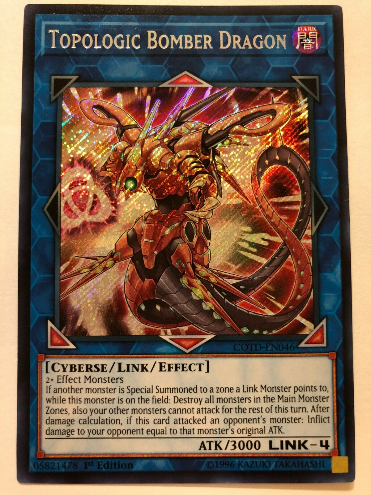 Yugioh Topologic Bomber Dragon COTD-EN046 Secret Rare 1st Edition NM Yugioh Topologic Bomber Dragon COTD-EN046 Secret Rare 1st Edition NM
