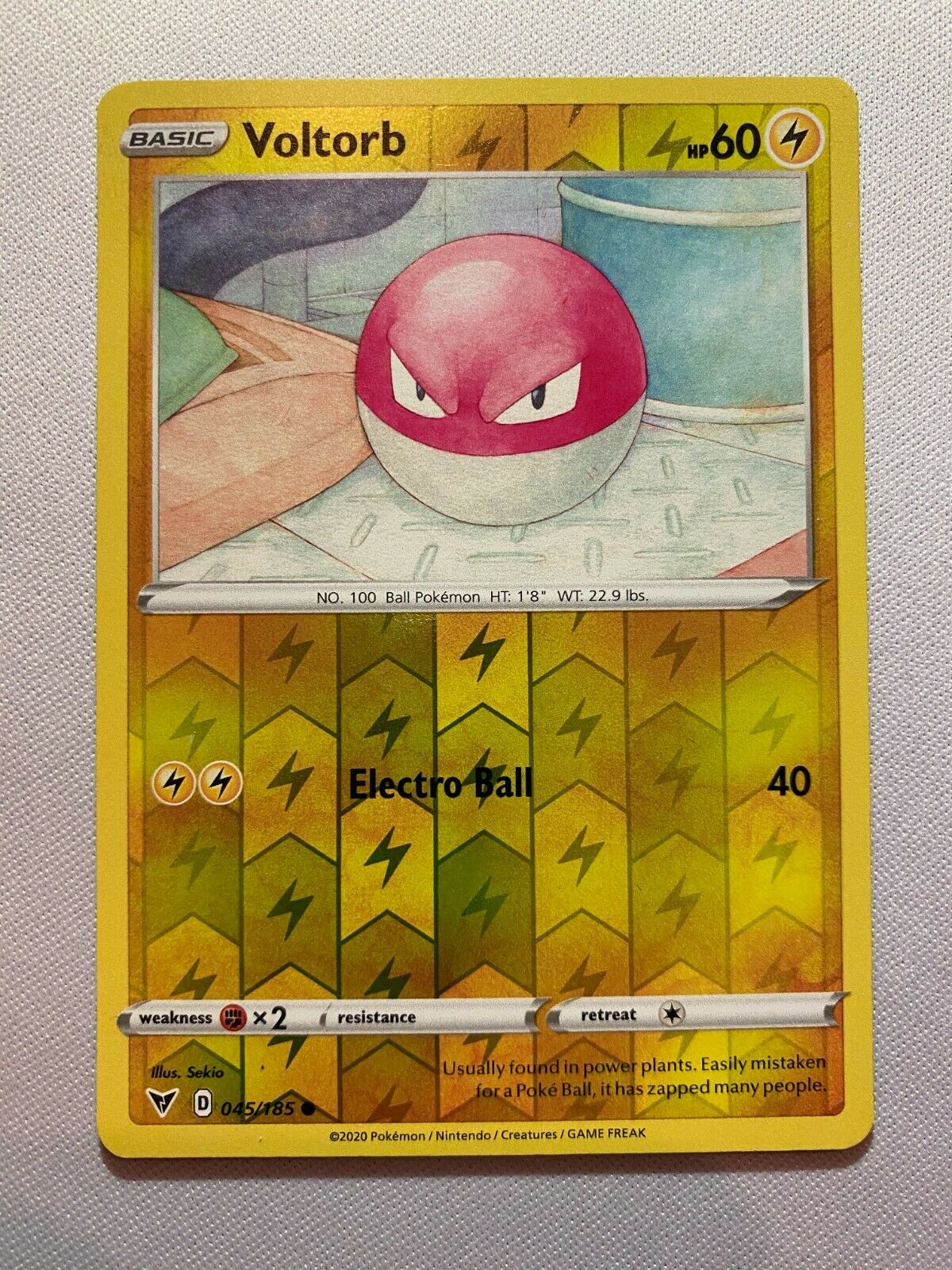 Voltorb 045/185 Reverse Holo Common Vivid Voltage Pokemon Card Near Mint Voltorb 045/185 Reverse Holo Common Vivid Voltage Pokemon Card Near Mint