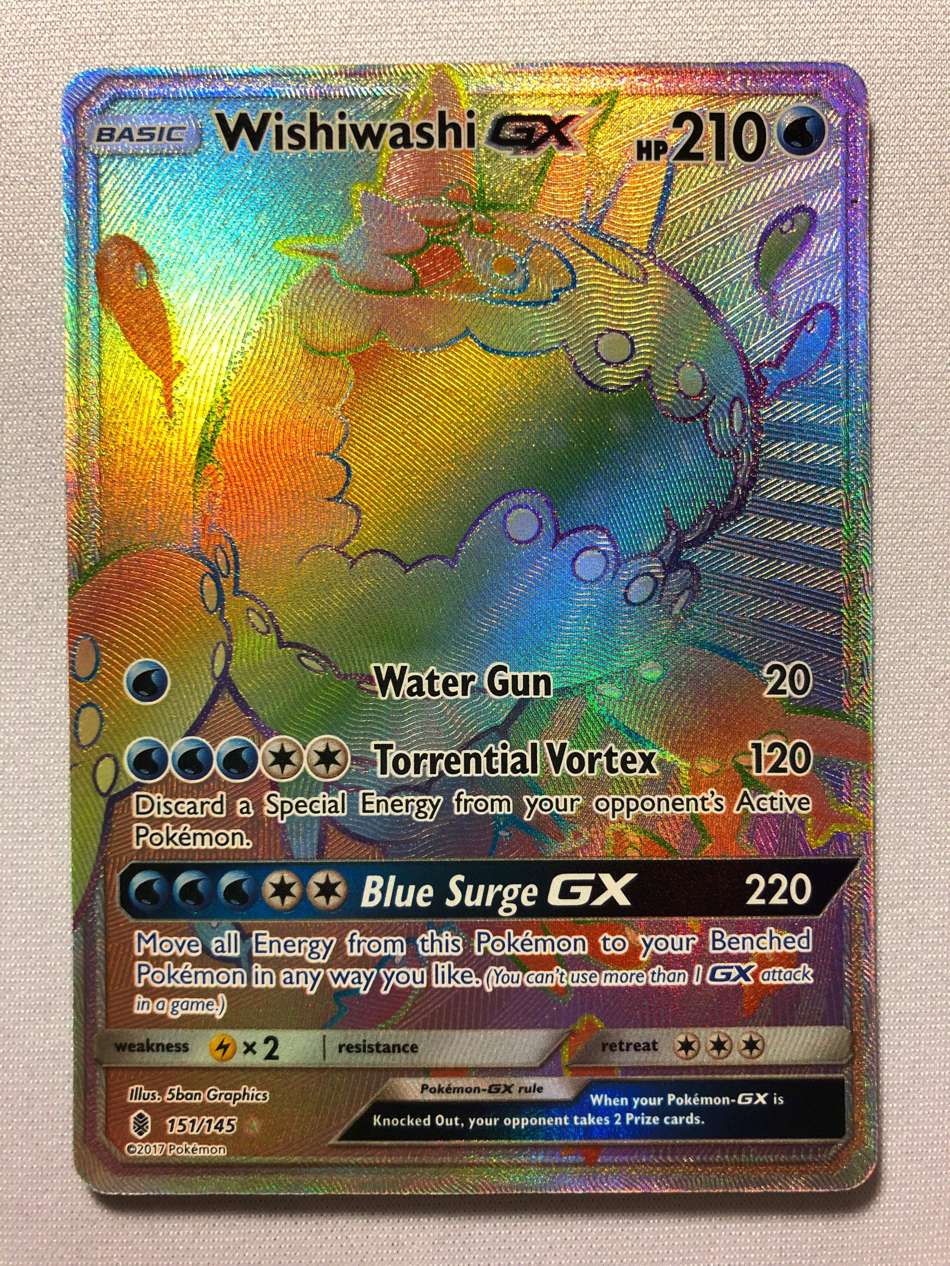 Wishiwashi GX 151/145 Holo Secret Rare SM Guardians Rising Pokemon Car