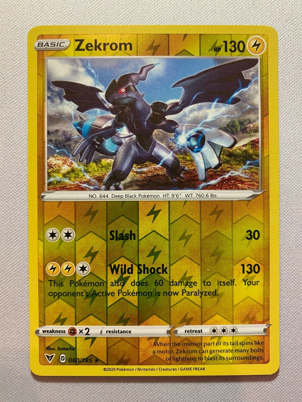 Zekrom 060/185 Reverse Holo Vivid Voltage Pokemon Card Near Mint Zekrom 060/185 Reverse Holo Vivid Voltage Pokemon Card Near Mint