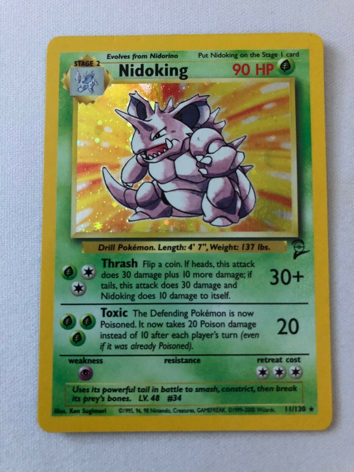 nidoking holographic pokemon card value Nidoking 11/130 Base Set 2 Holo Rare Pokemon Card Near Mint