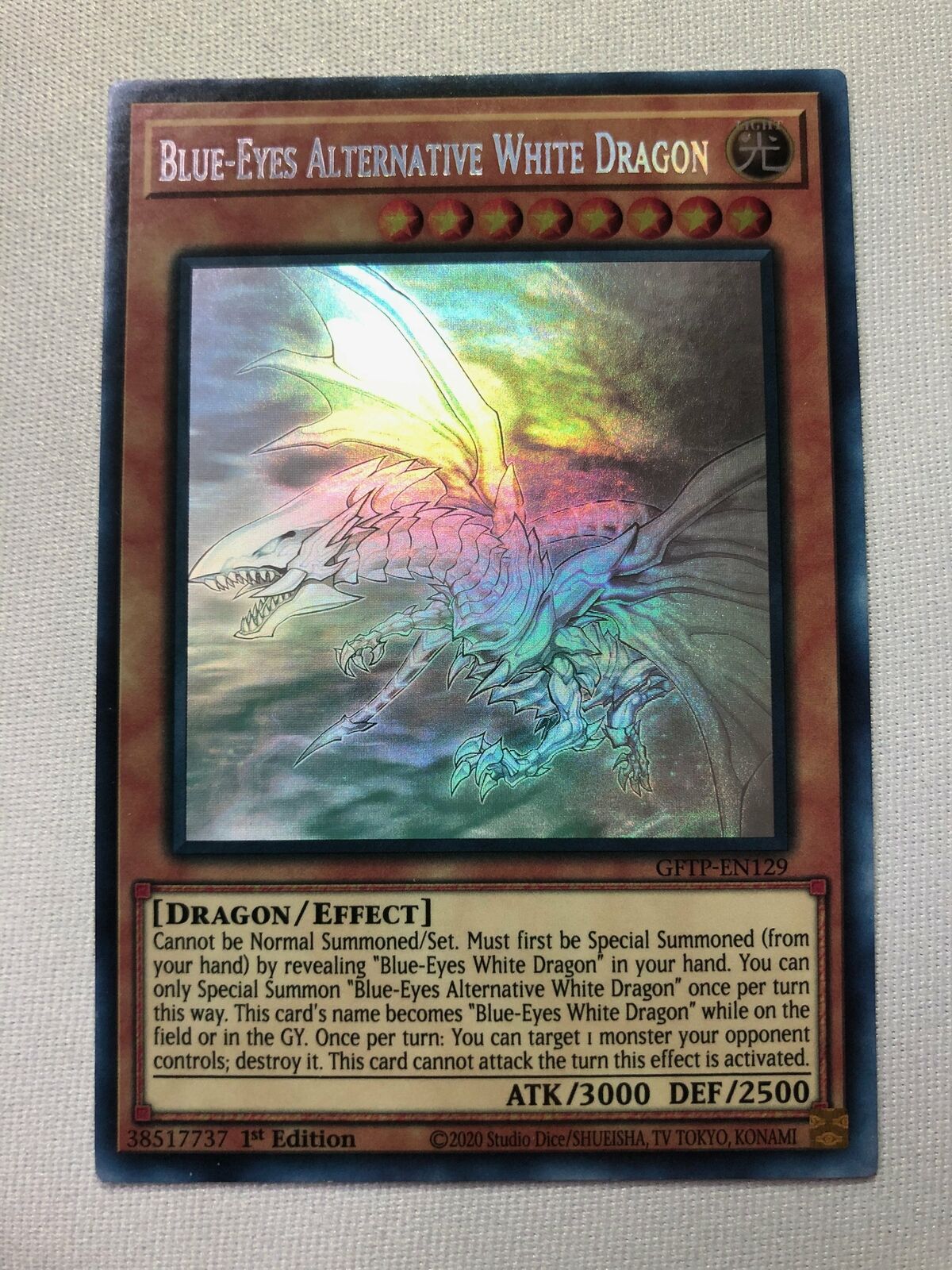 Yugioh Blue-Eyes Alternative White Dragon GFTP-EN129 1st Edition Ghost Yugioh Blue-Eyes Alternative White Dragon GFTP-EN129 1st Edition Ghost