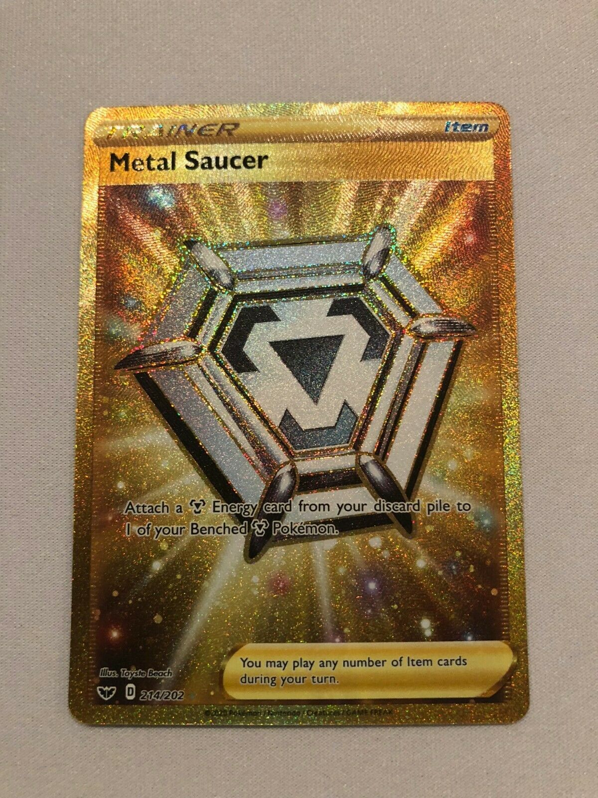 Metal Saucer 214/202 Sword Shield Holo Full Art Secret Rare Pokemon Ca Metal Saucer 214/202 Sword Shield Holo Full Art Secret Rare Pokemon Ca