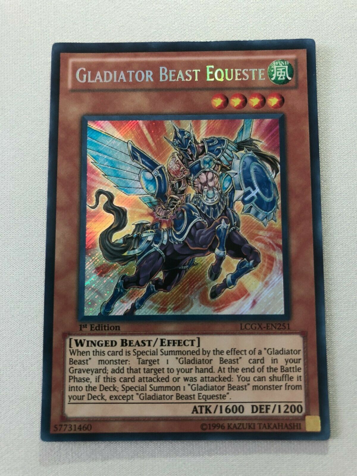 Yugioh Gladiator Beast Equeste LCGX-EN251 Secret Rare 1st Edition Near Yugioh Gladiator Beast Equeste LCGX-EN251 Secret Rare 1st Edition Near