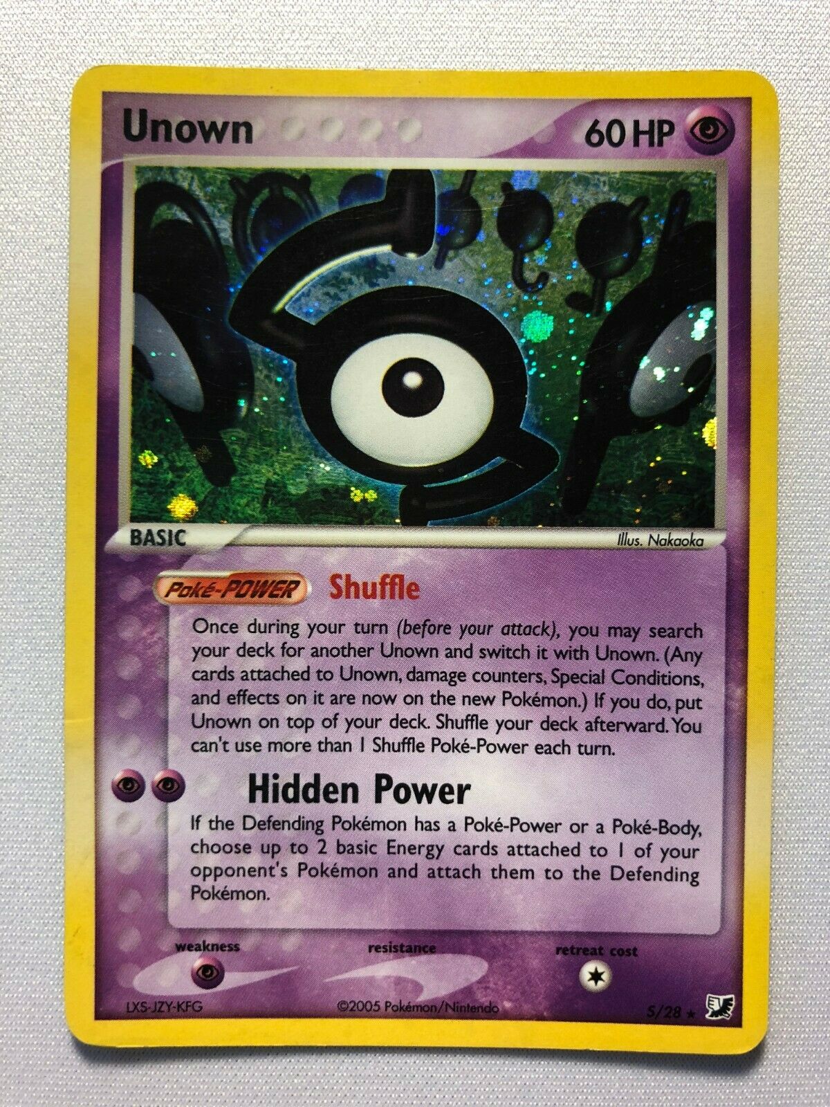 2005 pokemon cards Unown 5/28 Holo Rare Card Near Mint OPTION:NIHIL / MUNIKIS ZERO (5 PACKS) custom card cementing its place as Pokemon SM Forbidden Light
