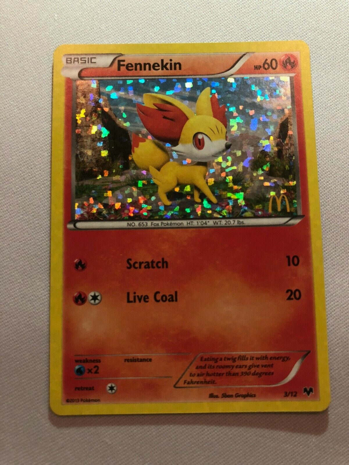 basic fennekin pokemon card Fennekin 3/12 Holo Rare Pokemon Card Near Mint
