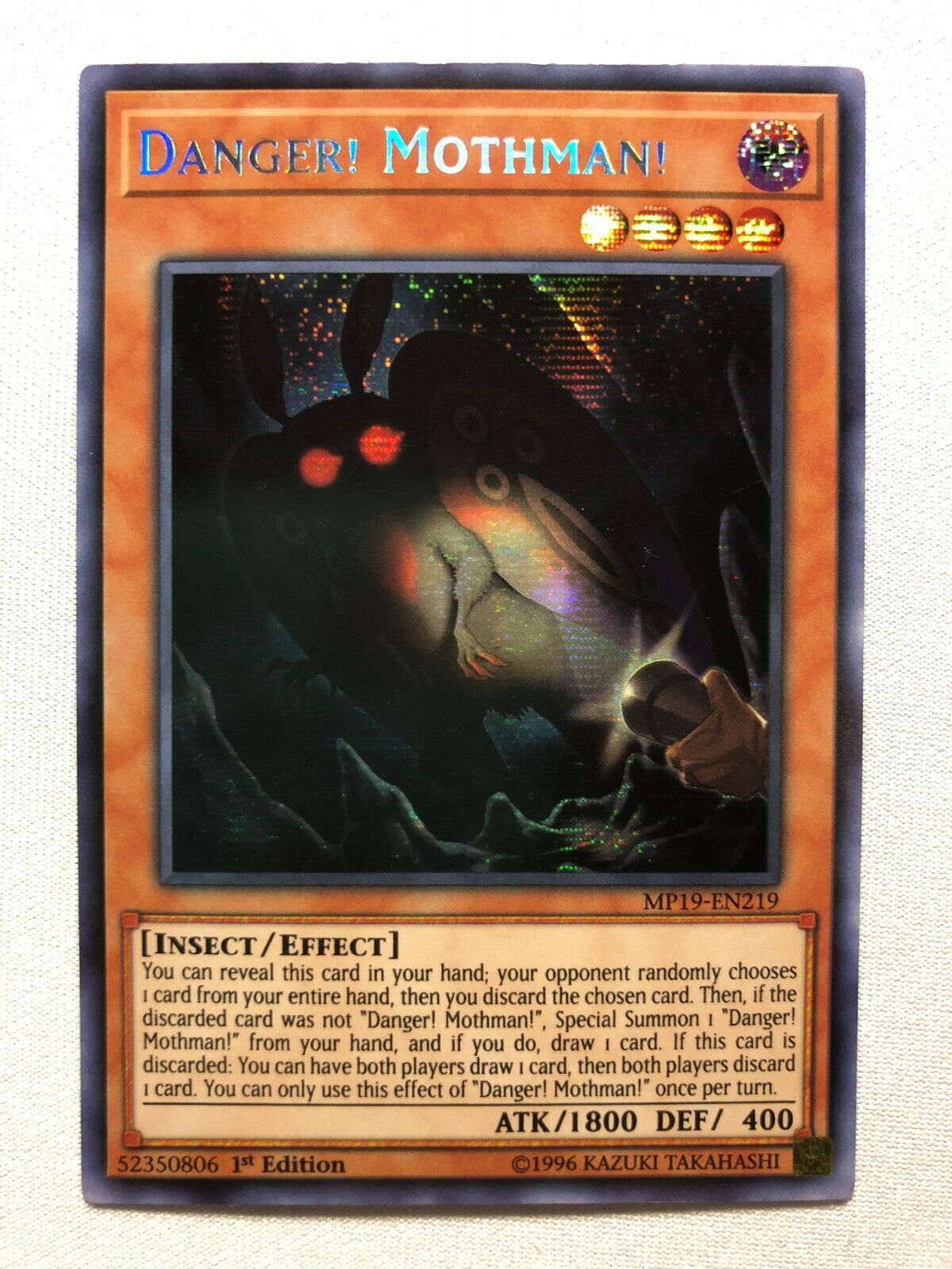 mothman yugioh card Yugioh Danger! Mothman! MP19-EN219 Prismatic Secret Rare 1st Edition N